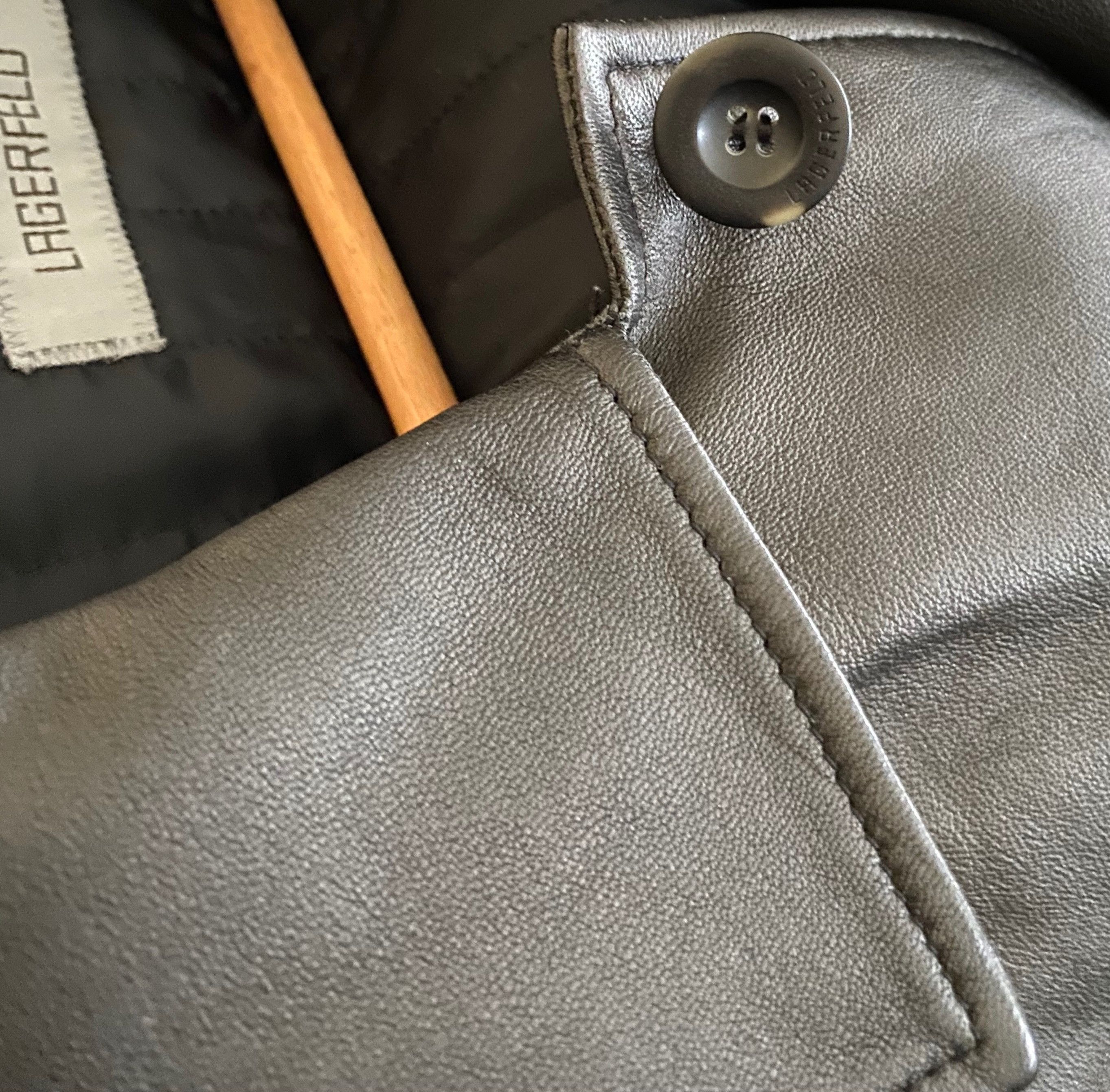 Genuine Leather × Karl Lagerfeld Lagerfeld long leather coat, size 54 Size US XL / EU 56 / 4 - 5 Thumbnail