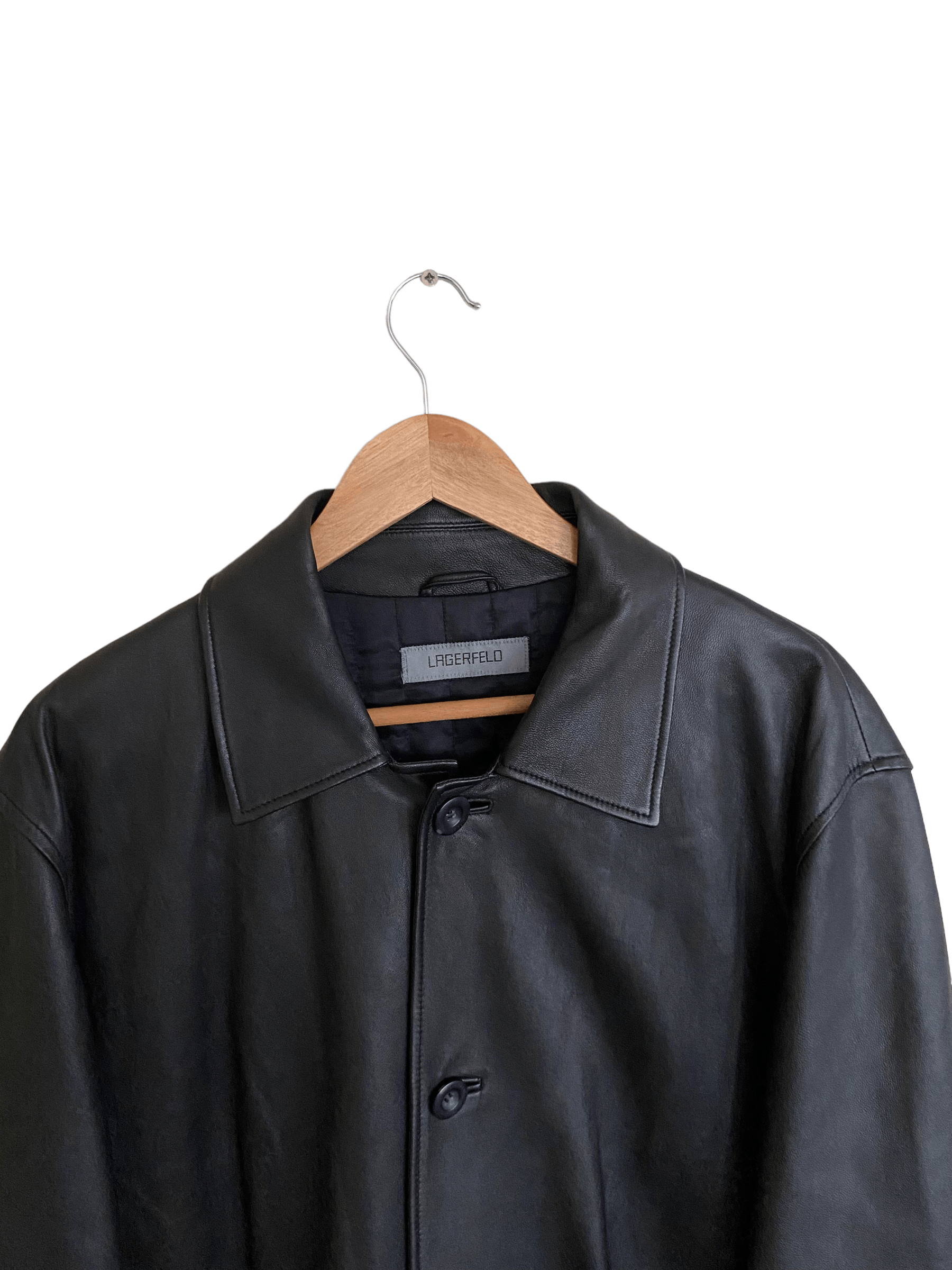 Genuine Leather × Karl Lagerfeld Lagerfeld long leather coat, size 54 Size US XL / EU 56 / 4 - 4 Thumbnail