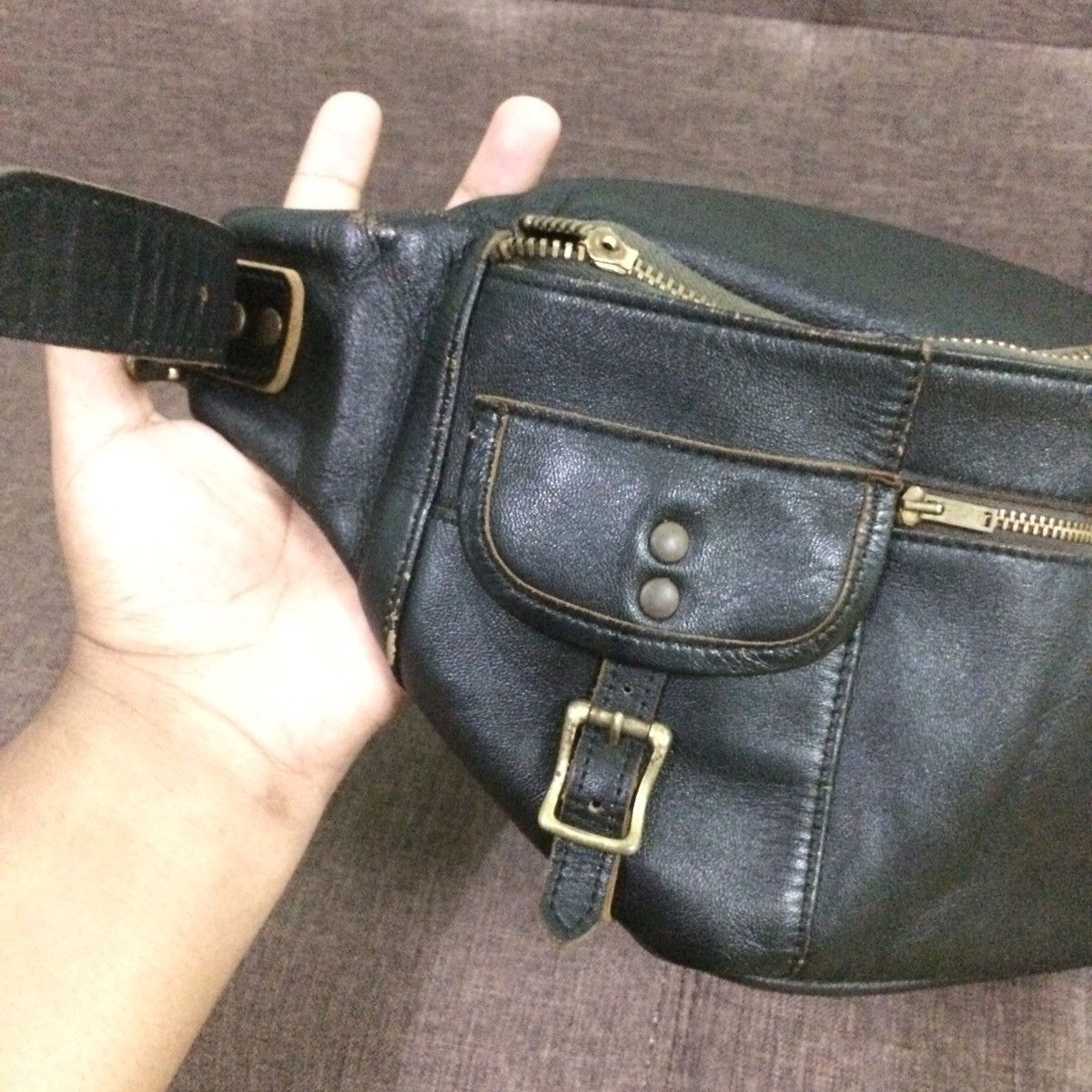 Japanese Brand × Leather × Vintage Vintage 80’s Good Ol’ Leather Waistbag Size ONE SIZE - 3 Thumbnail