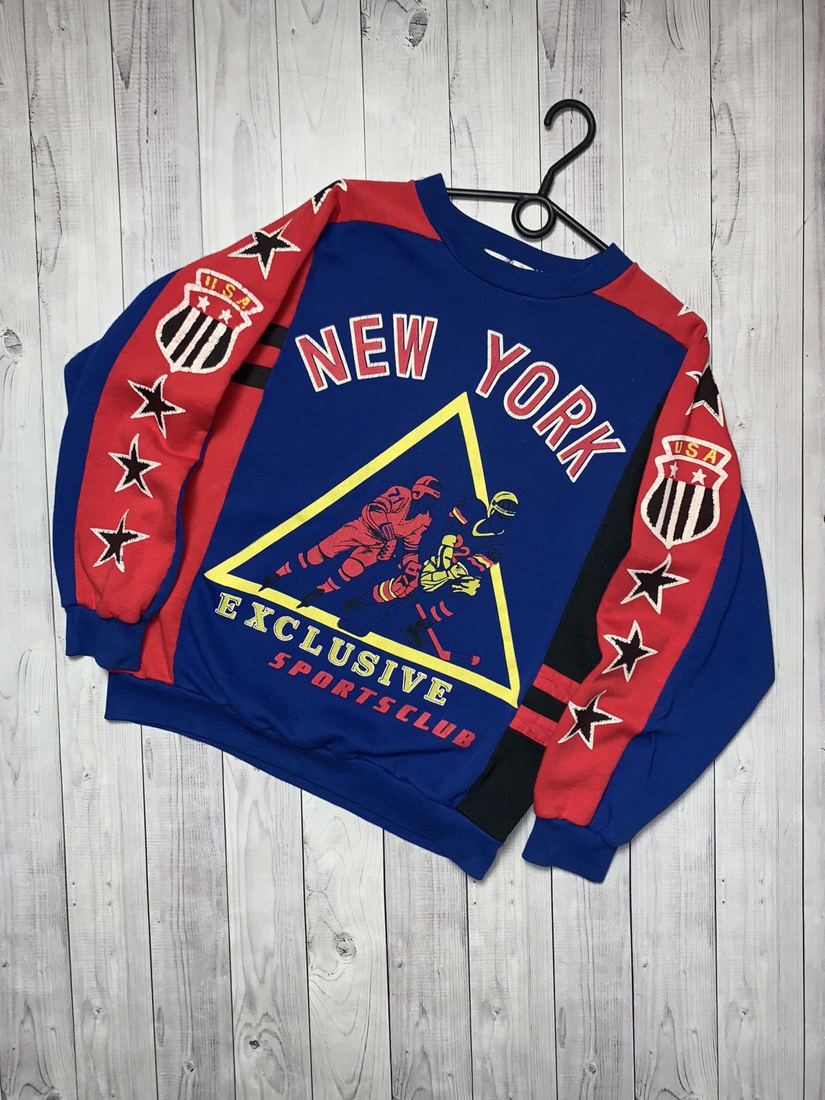 Vintage Hockey sweatshirt USA big logo multicolor rare S