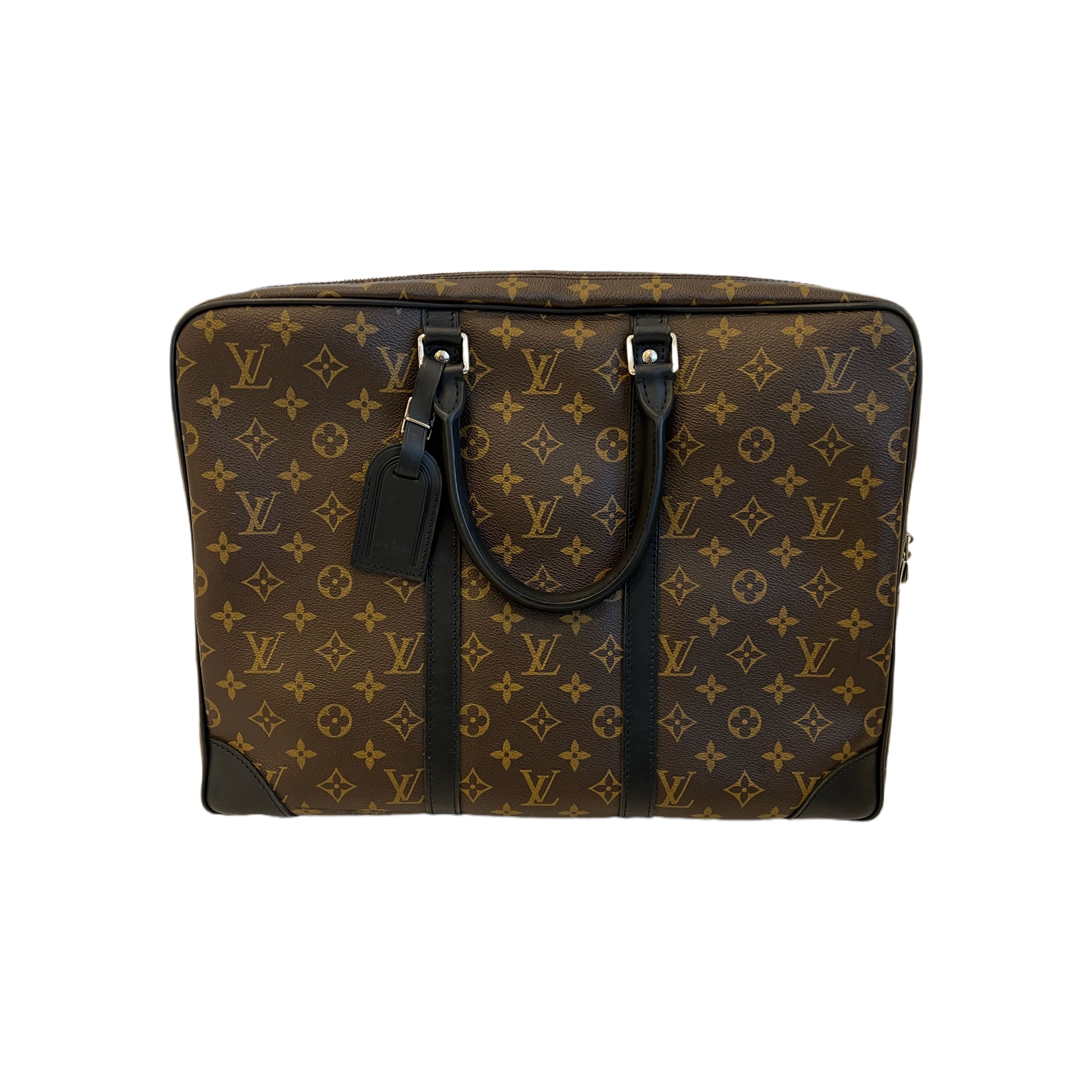 Monogram Macassar Porte Documents Voyage Soft Briefcase