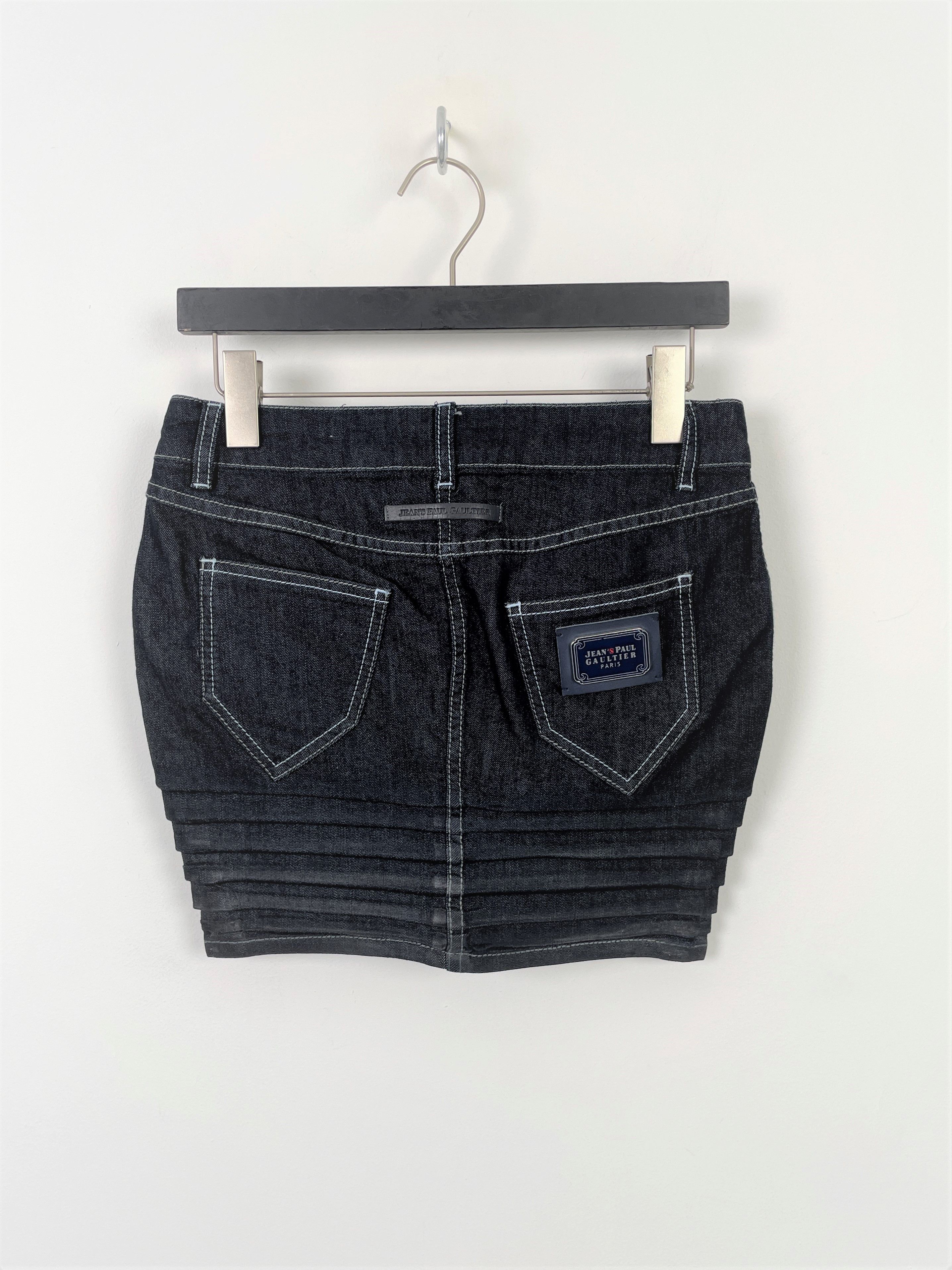 Jean Paul Gaultier Jean's Paul Gaultier Y2K Crimped Denim Low-Rise Mini-Skirt Size 26" / US 2 / IT 38 - 8 Thumbnail