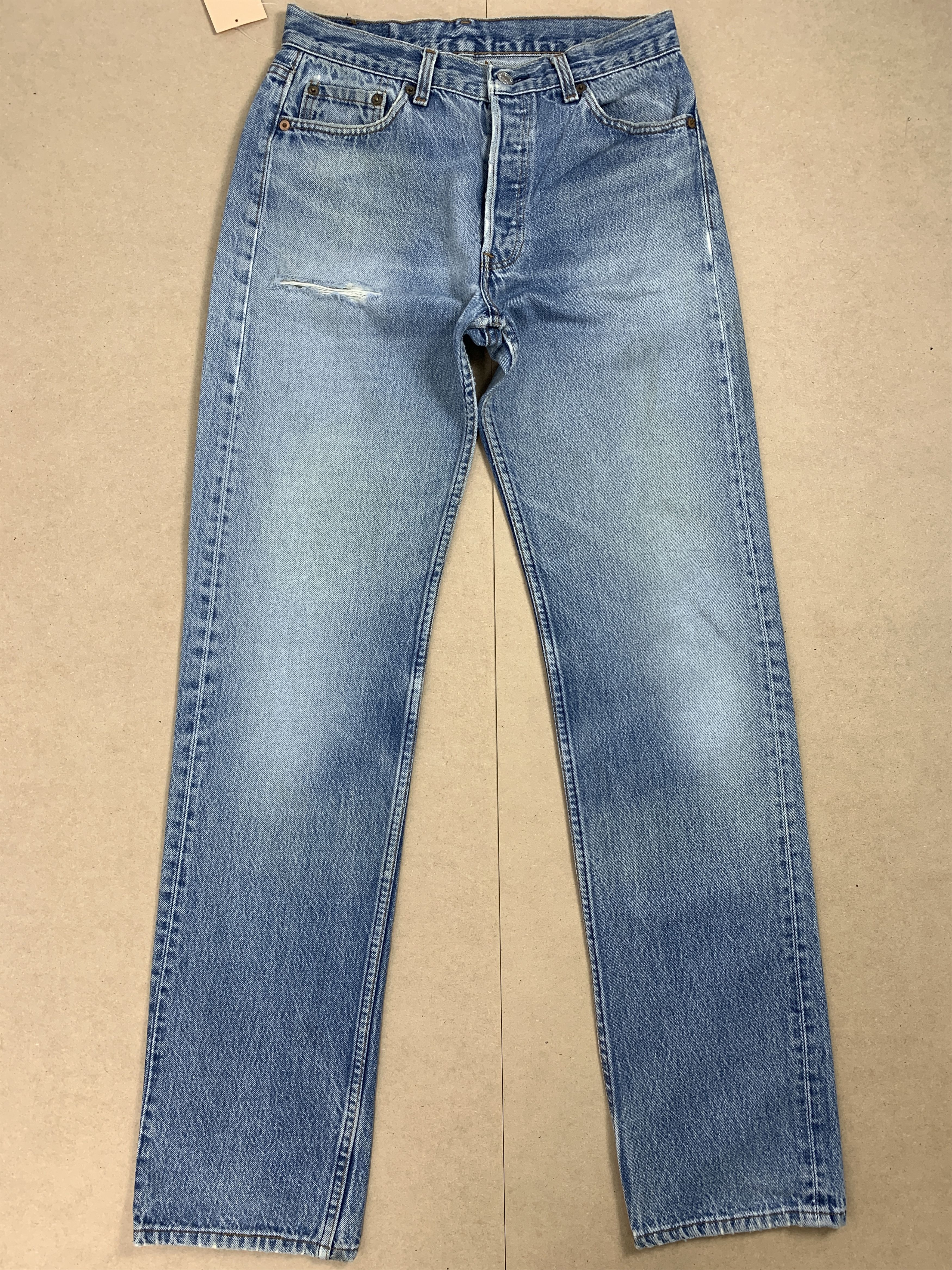 image of Levis x Vintage Levi's 501 Faded Medium Blue Straight Cut Jeans in Blue Denim, Men's (Size 28)