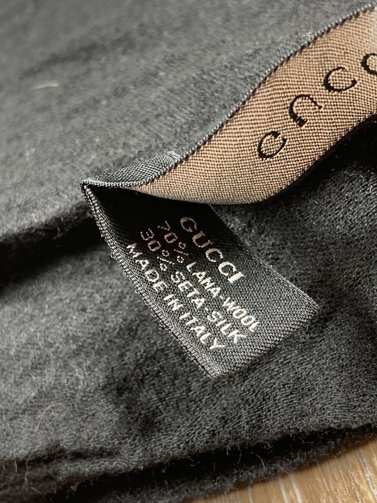 Gucci × Vintage Gucci wool silk monogram black shawl scarf Size ONE SIZE - 12 Thumbnail
