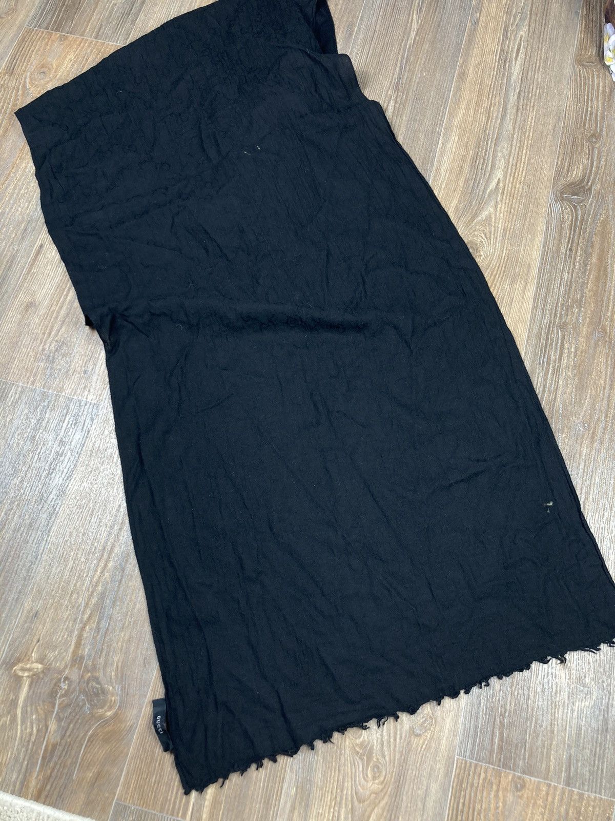 Gucci × Vintage Gucci wool silk monogram black shawl scarf Size ONE SIZE - 6 Thumbnail
