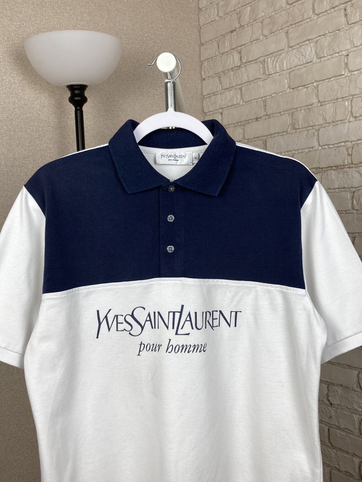 Vintage × Yves Saint Laurent Vintage Yves Saint Laurent big logo blue polo shirt Size US M / EU 48-50 / 2 - 3 Thumbnail