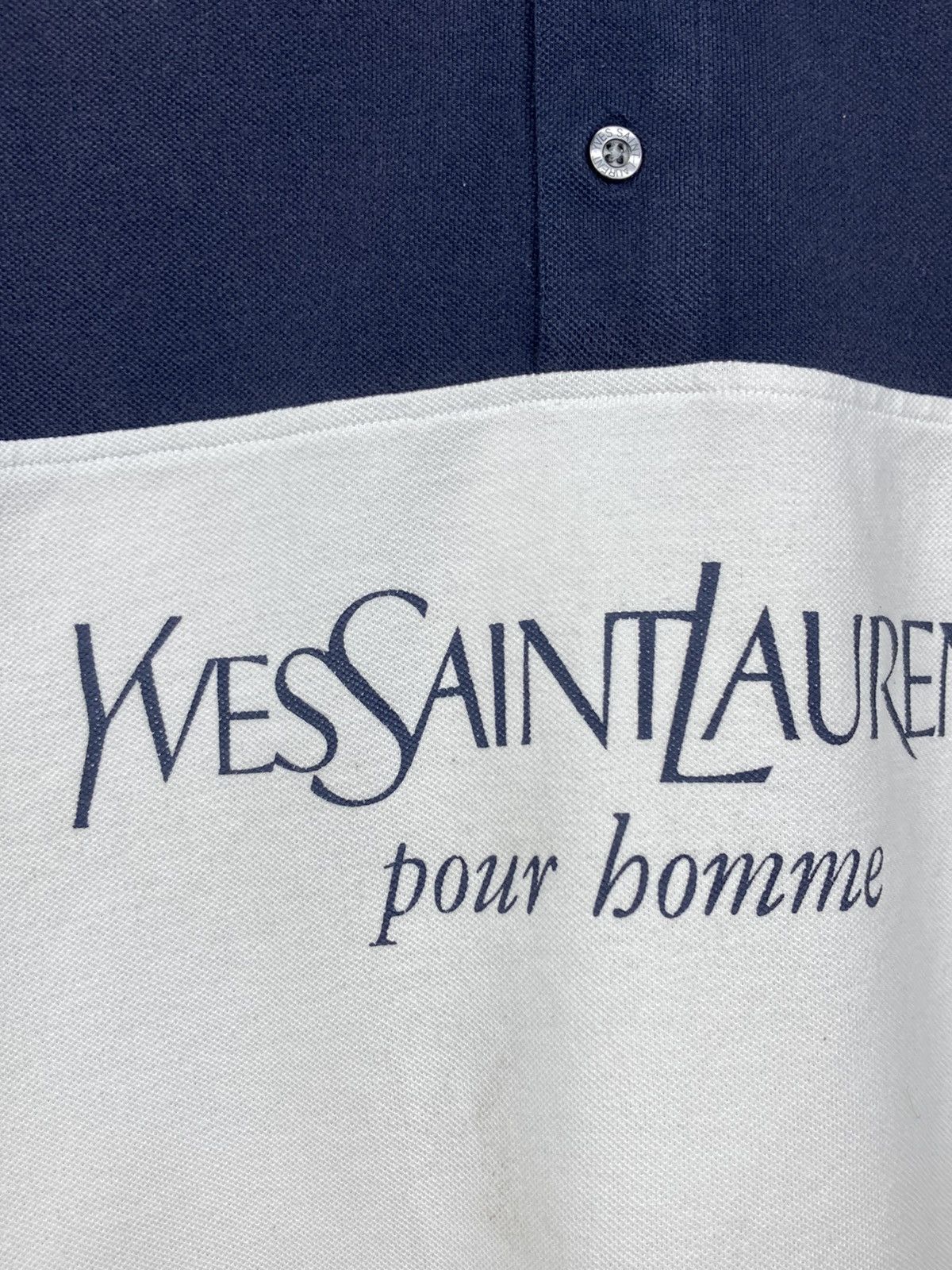 Vintage × Yves Saint Laurent Vintage Yves Saint Laurent big logo blue polo shirt Size US M / EU 48-50 / 2 - 5 Thumbnail