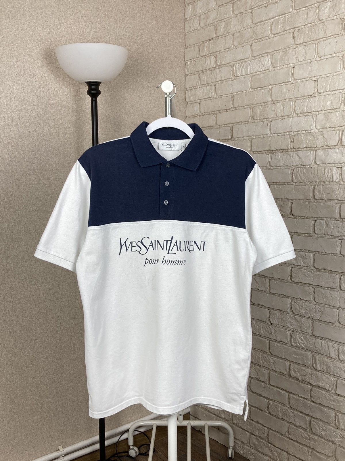 Vintage × Yves Saint Laurent Vintage Yves Saint Laurent big logo blue polo shirt Size US M / EU 48-50 / 2 - 1 Thumbnail
