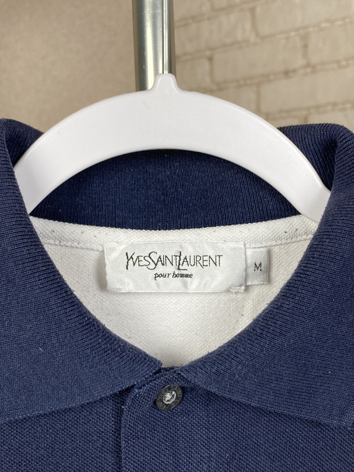 Vintage × Yves Saint Laurent Vintage Yves Saint Laurent big logo blue polo shirt Size US M / EU 48-50 / 2 - 7 Thumbnail