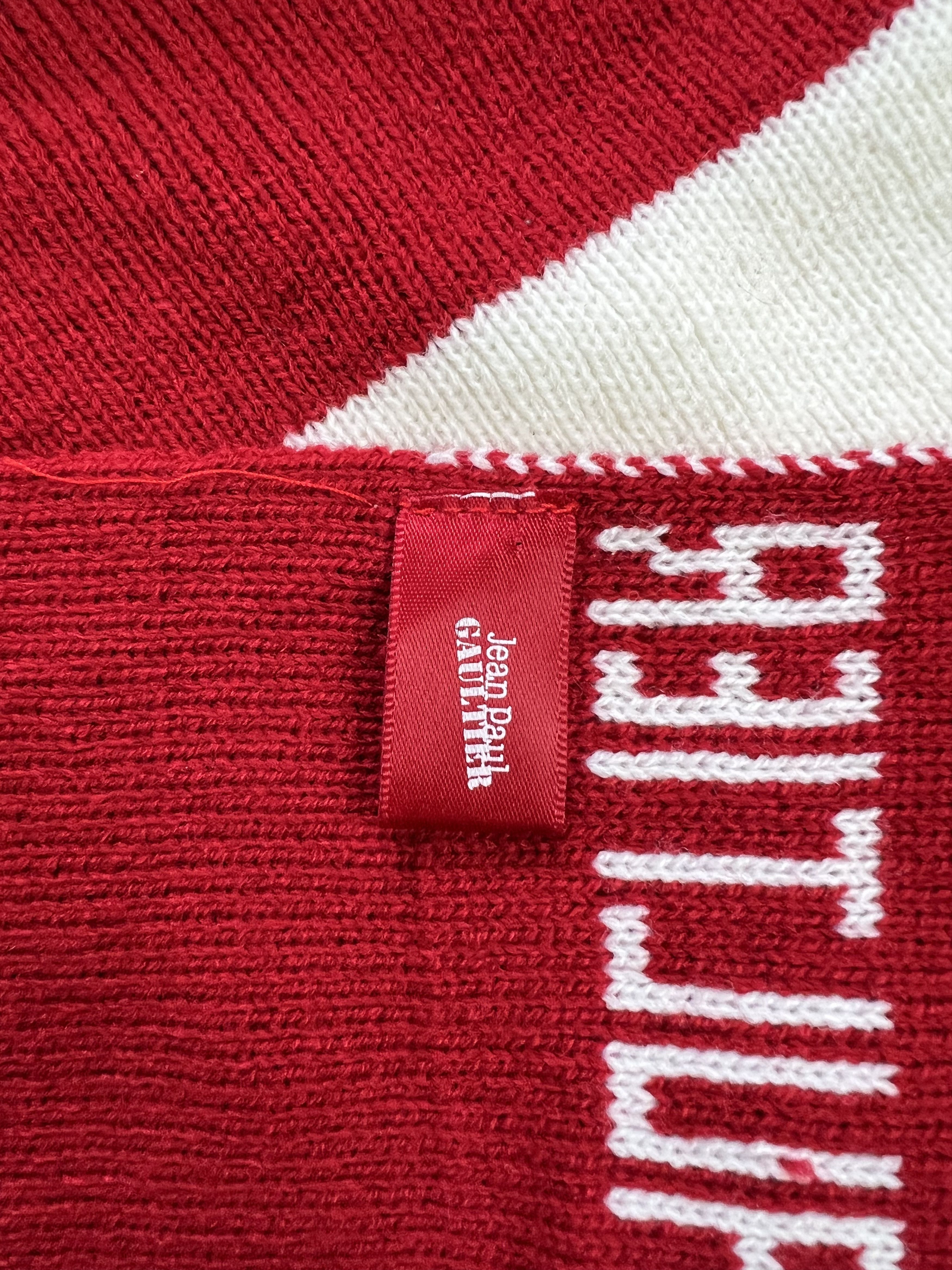 Jean Paul Gaultier ⚡️QUICK SALE⚡️Jean Paul Gaultier Red/White Knit Scarf Size ONE SIZE - 3 Thumbnail