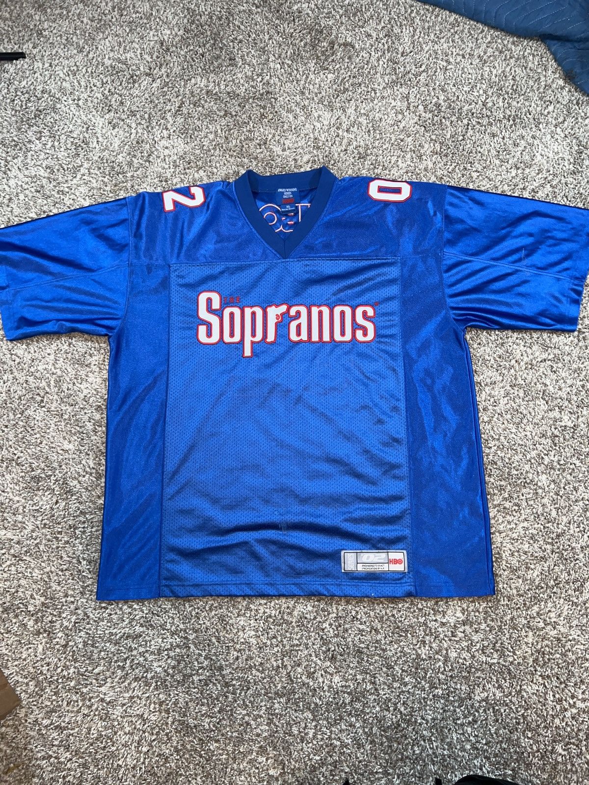 Image of Vintage The Sopranos Tv Show Promo Blue/red Jersey Very, Men's (Size XL)