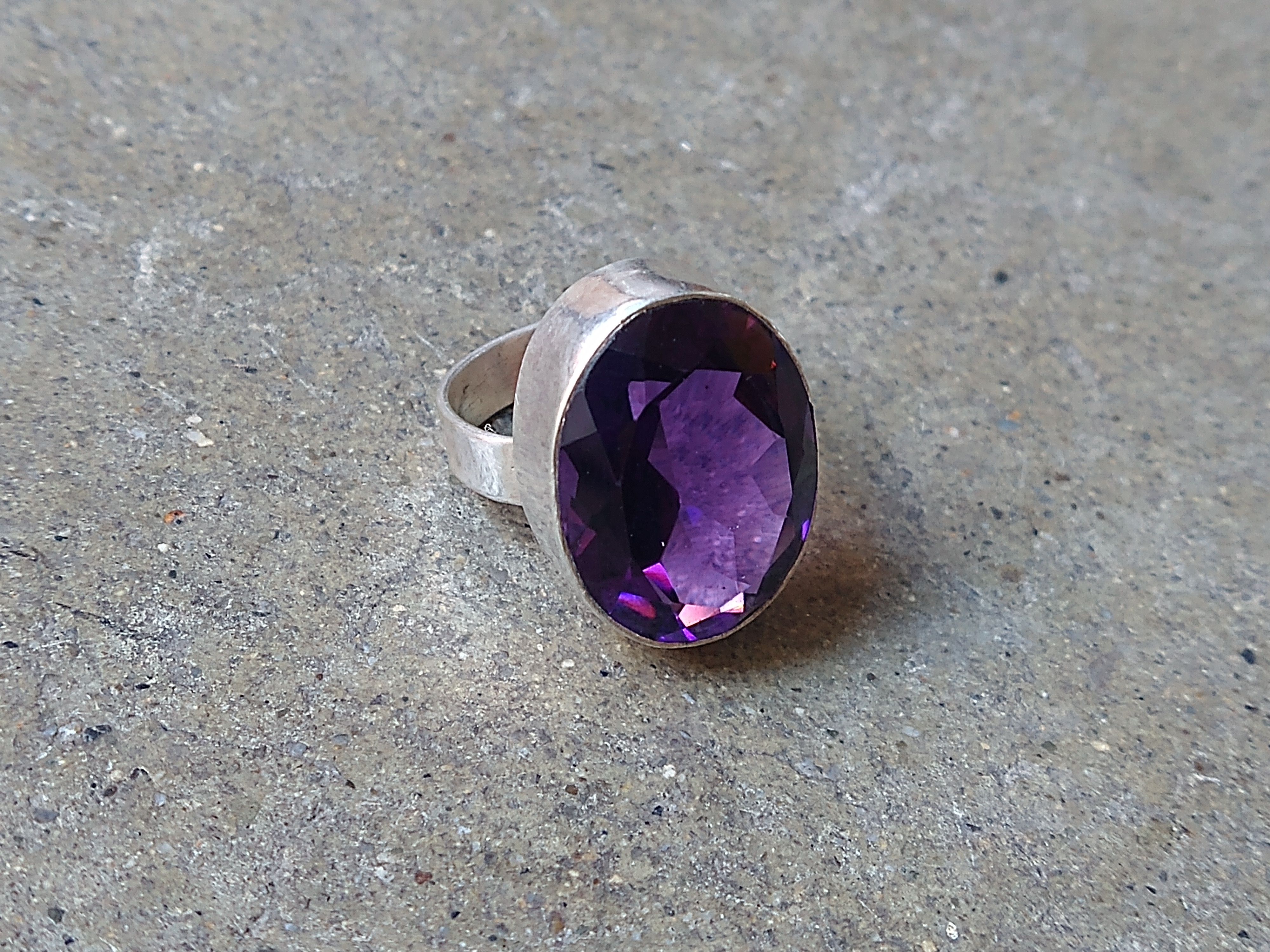 image of Jewelry x Sterling Silver Ring Size 7.75 Purple Cz Faux Amethyst in Purple/Silver, Men's