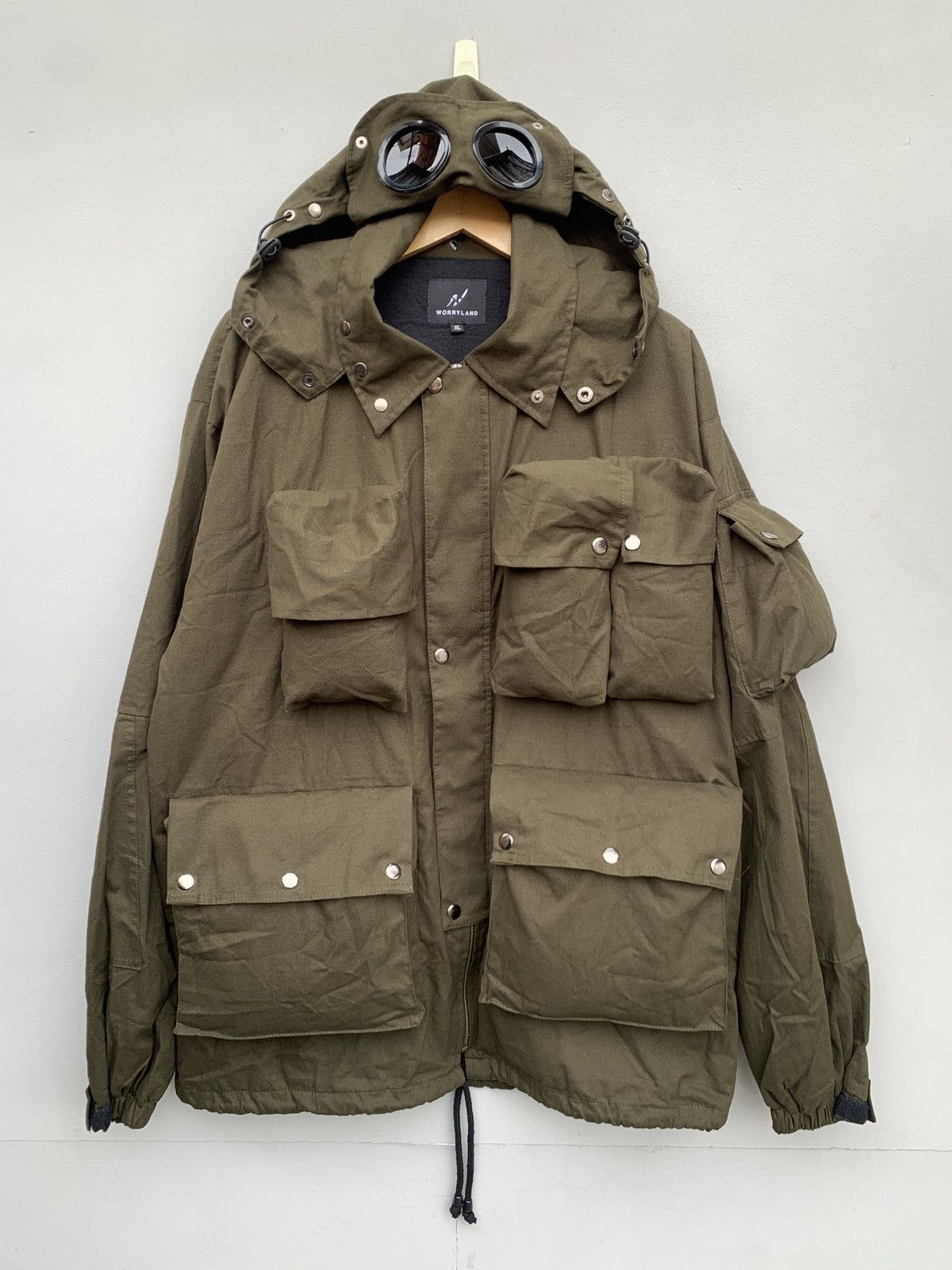 image of Archival Clothing x Vintage Goggle Jacket By Worryland Look Like Cp Company Mille Miglia in Army Gr