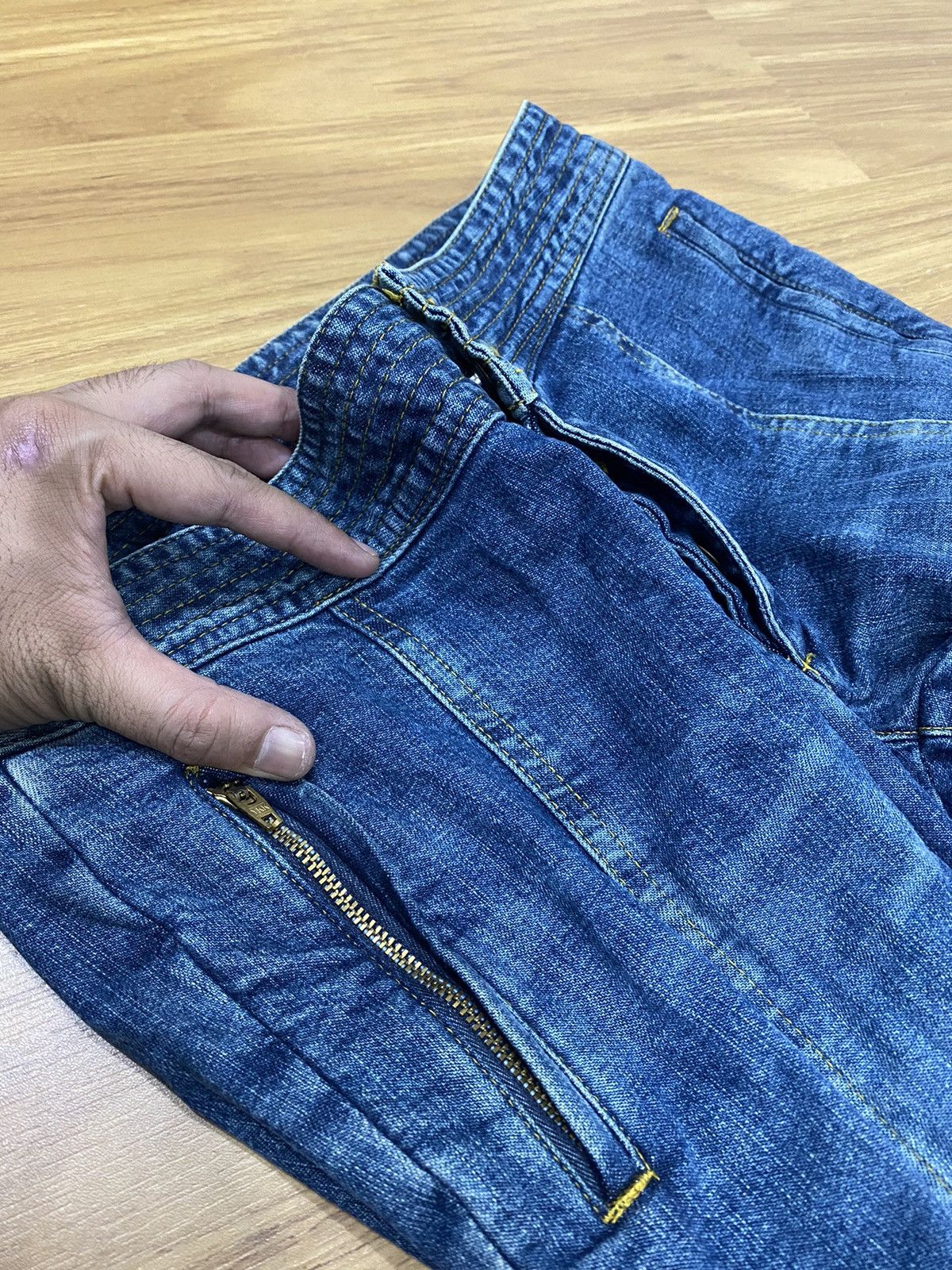 Issey Miyake Tsumori Chisato Zipper Flare Reconstructed Hybrid Denim Size US 29 - 7 Thumbnail