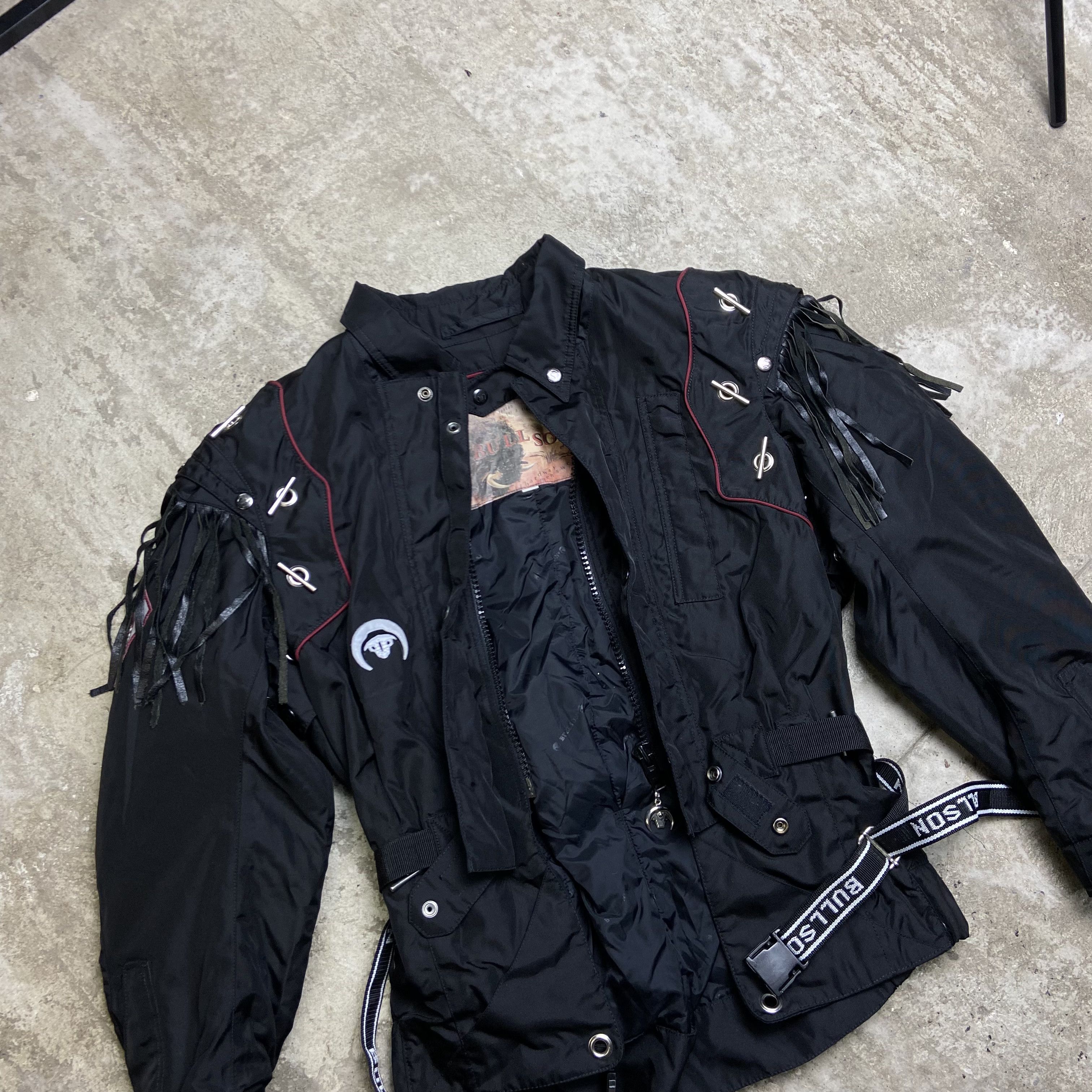 Vintage 1980s BULLSON ARCHIVE EXCELLENT BONDAGE BIKER JACKET № 2019 Size US L / EU 52-54 / 3 - 4 Thumbnail
