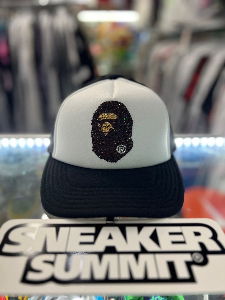 Bape Bape Ape Head Crystal Stone Mesh Cap Black | Grailed