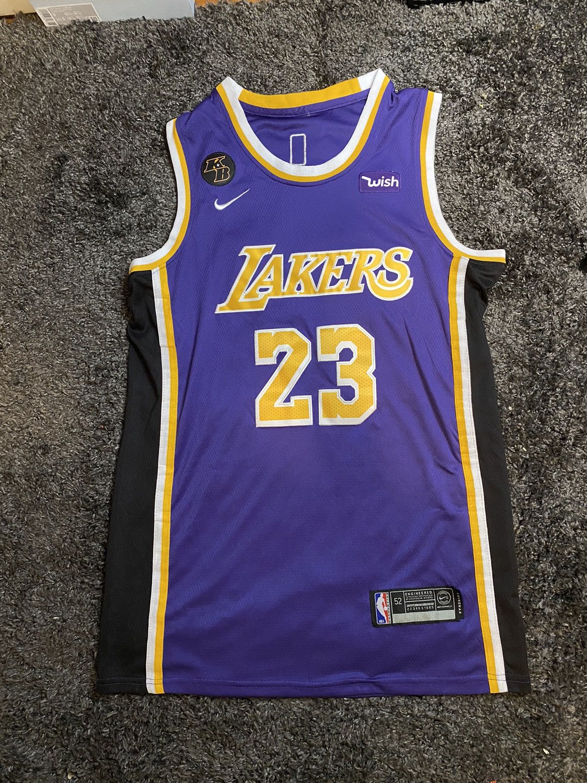 Authentic Lebron James Nike Statement Lakers Jersey Size 52 XL Wish Patch