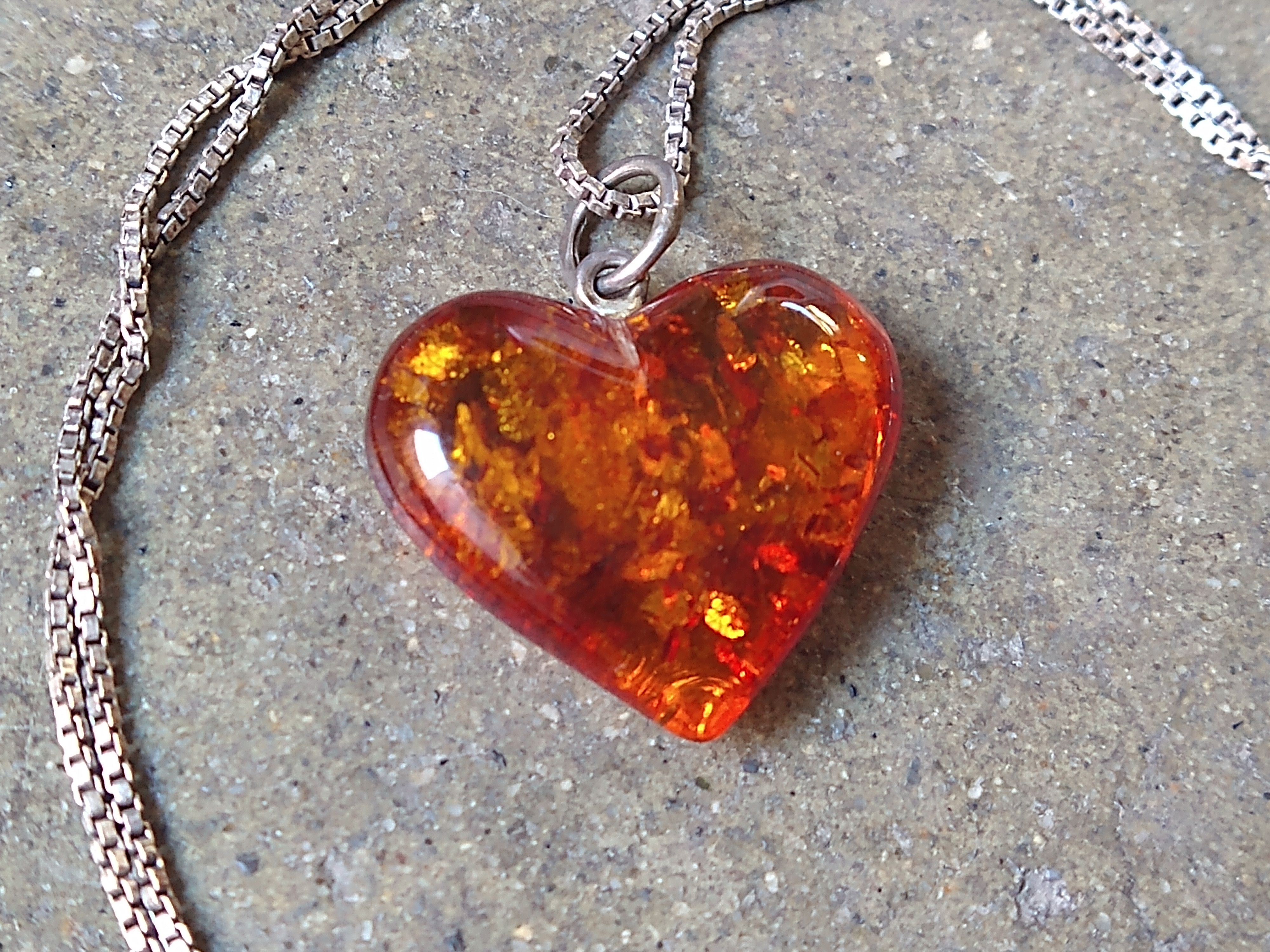 Jewelry Sterling Silver Necklace Faux Amber Orange 18" Italy Size ONE SIZE - 3 Thumbnail