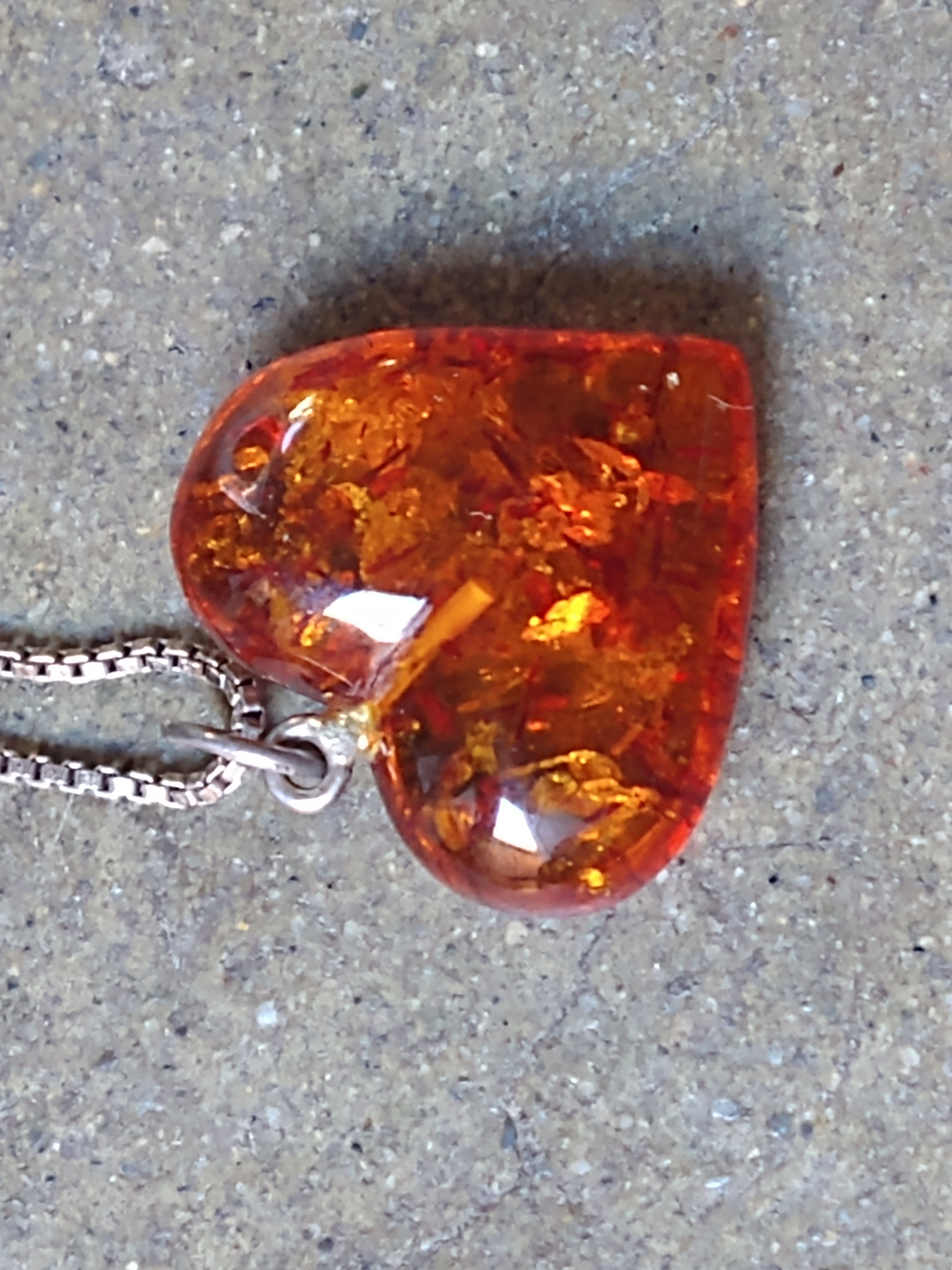 Jewelry Sterling Silver Necklace Faux Amber Orange 18" Italy Size ONE SIZE - 5 Thumbnail