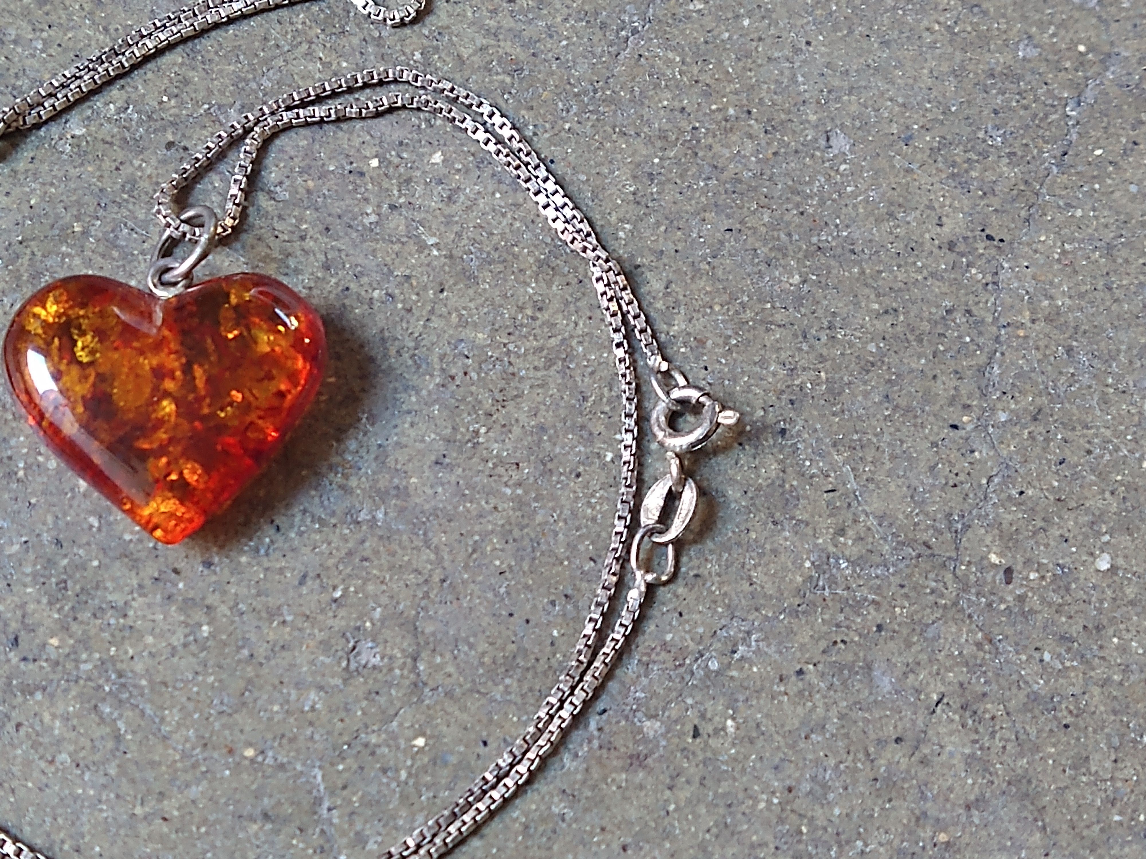 Jewelry Sterling Silver Necklace Faux Amber Orange 18" Italy Size ONE SIZE - 6 Thumbnail