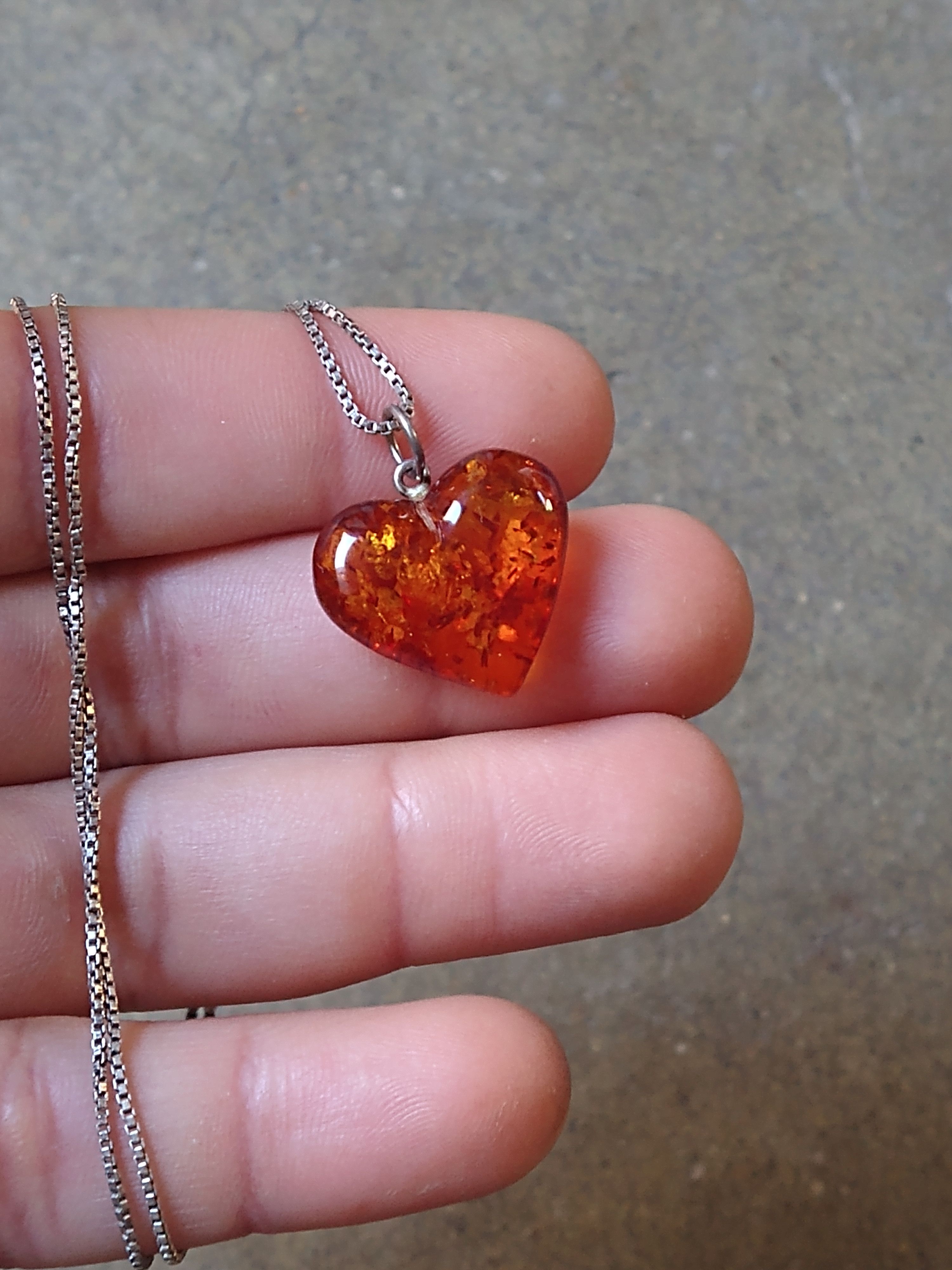 Jewelry Sterling Silver Necklace Faux Amber Orange 18" Italy Size ONE SIZE - 9 Thumbnail