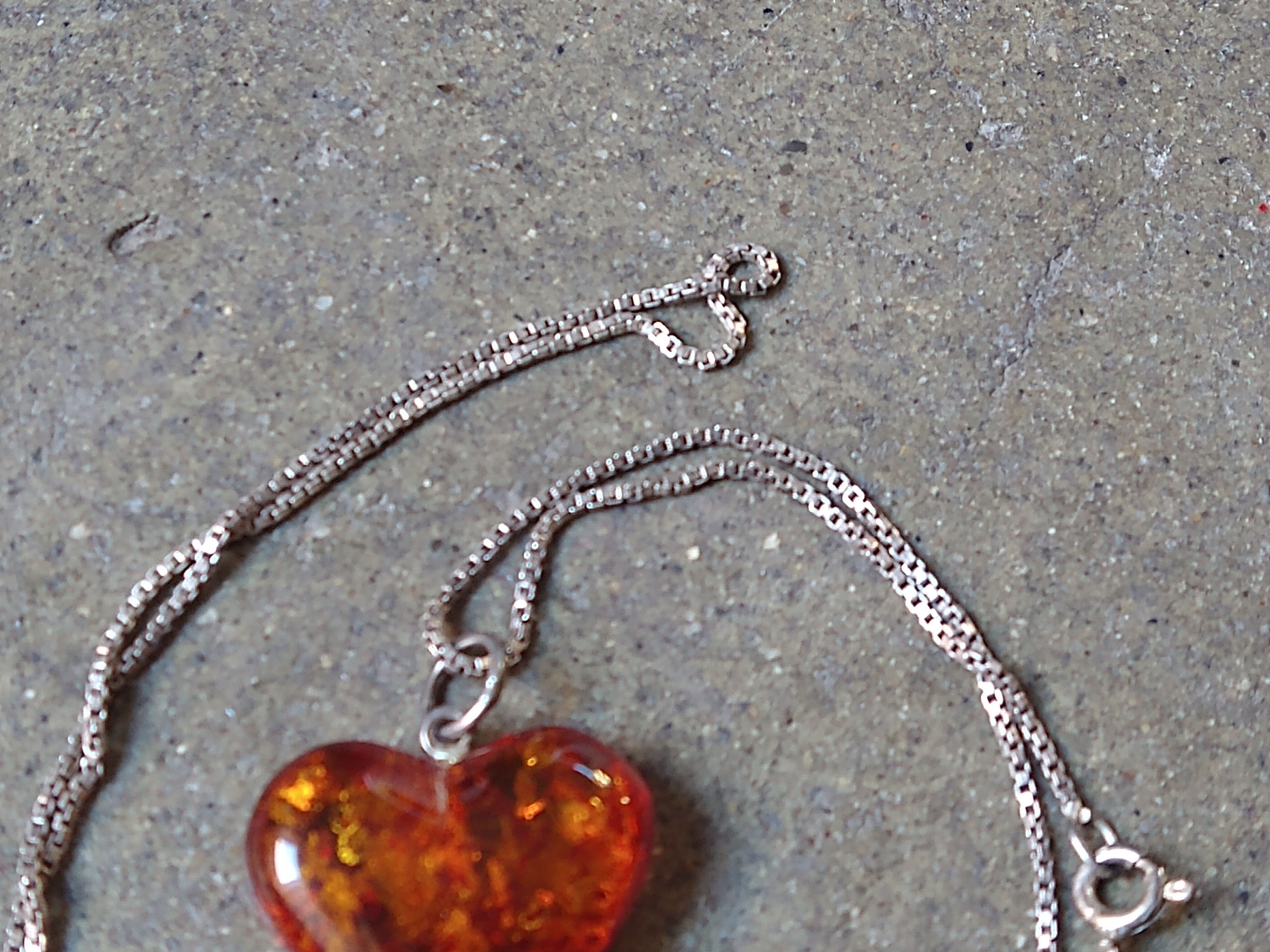 Jewelry Sterling Silver Necklace Faux Amber Orange 18" Italy Size ONE SIZE - 4 Thumbnail