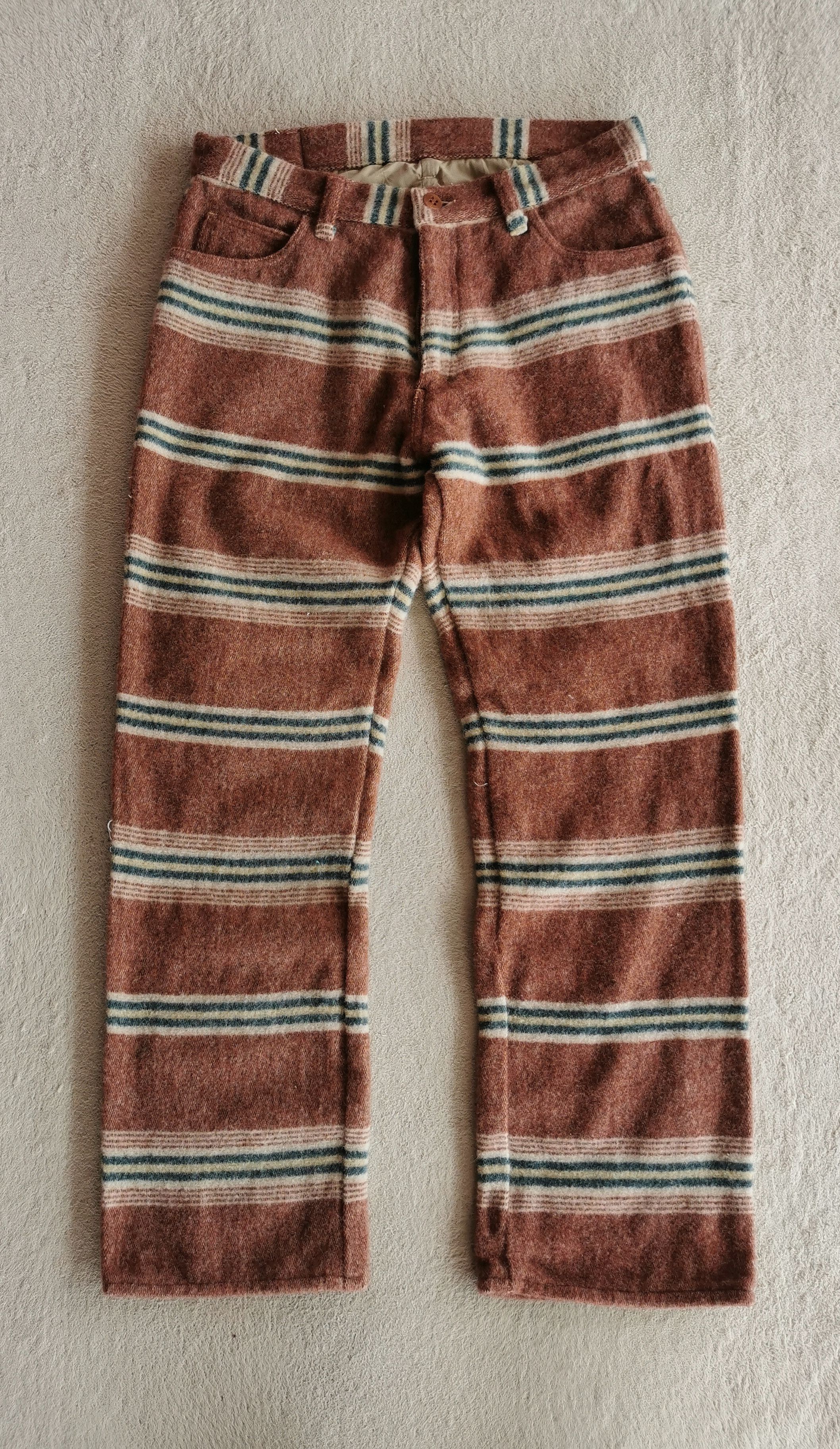 Japanese Brand Fleece Striped Pants Size US 32 / EU 48 - 2 Thumbnail