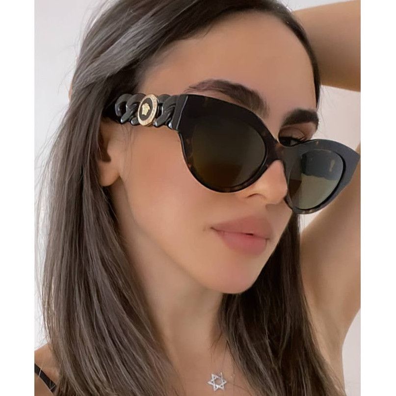 NEW high quality Versace VE4408 Brown Chain Cat Eye Sunglasses