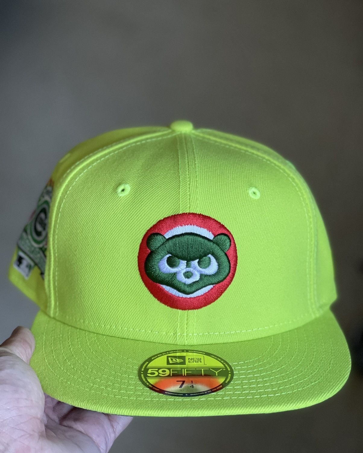 image of Hat Club Exclusive “Double Mint Gum Pack” Chicago Cubs 7 1/4 in Neon Green, Men's