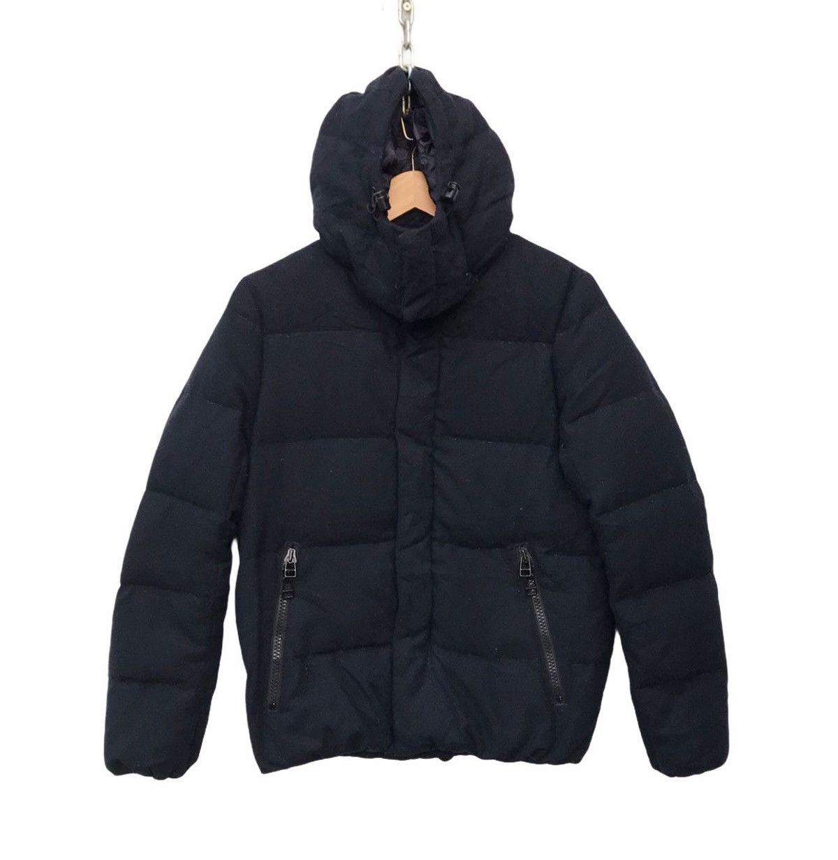 image of Nano Universe Down Jacket Streetwear Winter Mix Wool Jacket in Dark Blue, Men's (Size Small)