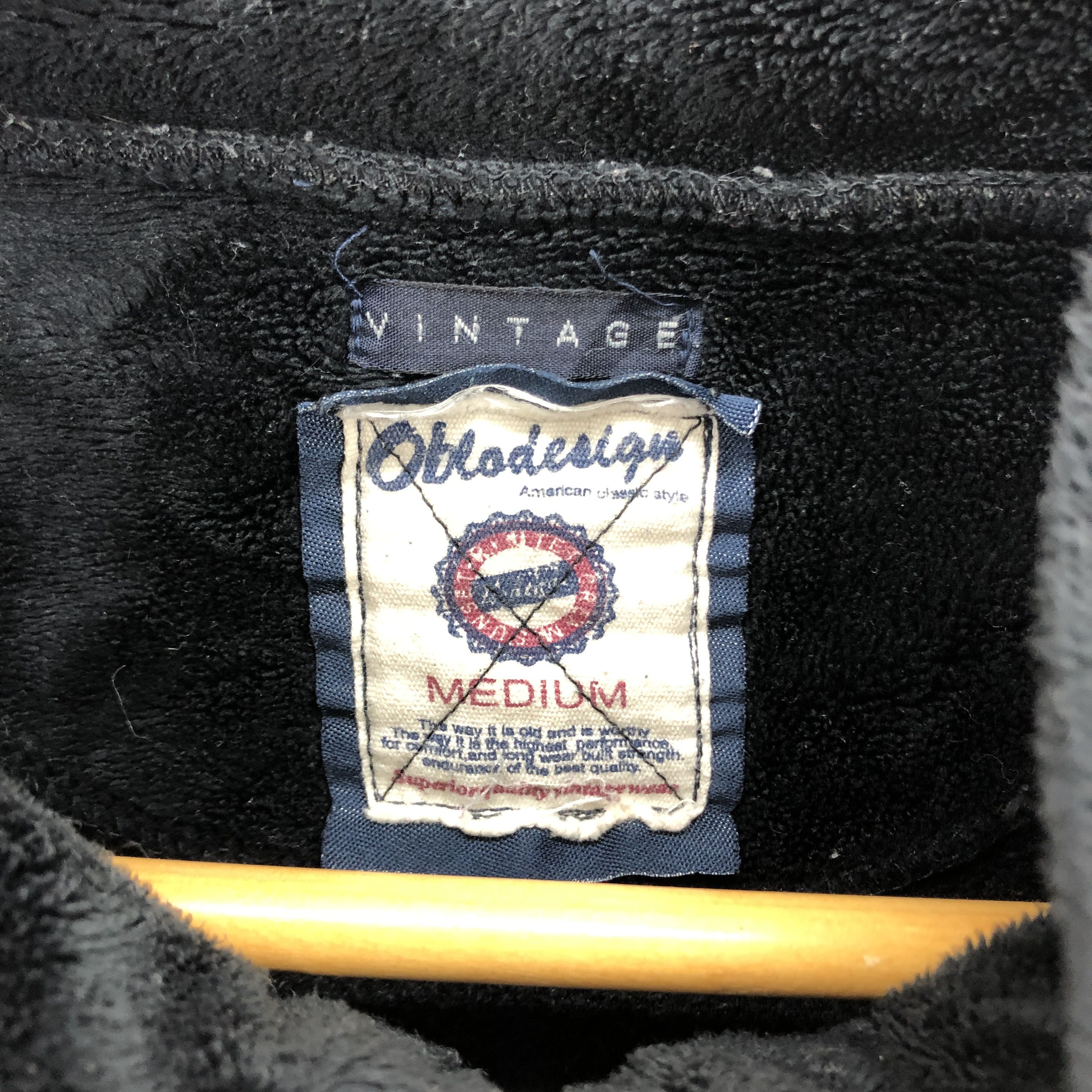 Japanese Brand OBLO DESIGN Black Velvet Zipper Fleece #1722-65 Size US M / EU 48-50 / 2 - 4 Thumbnail