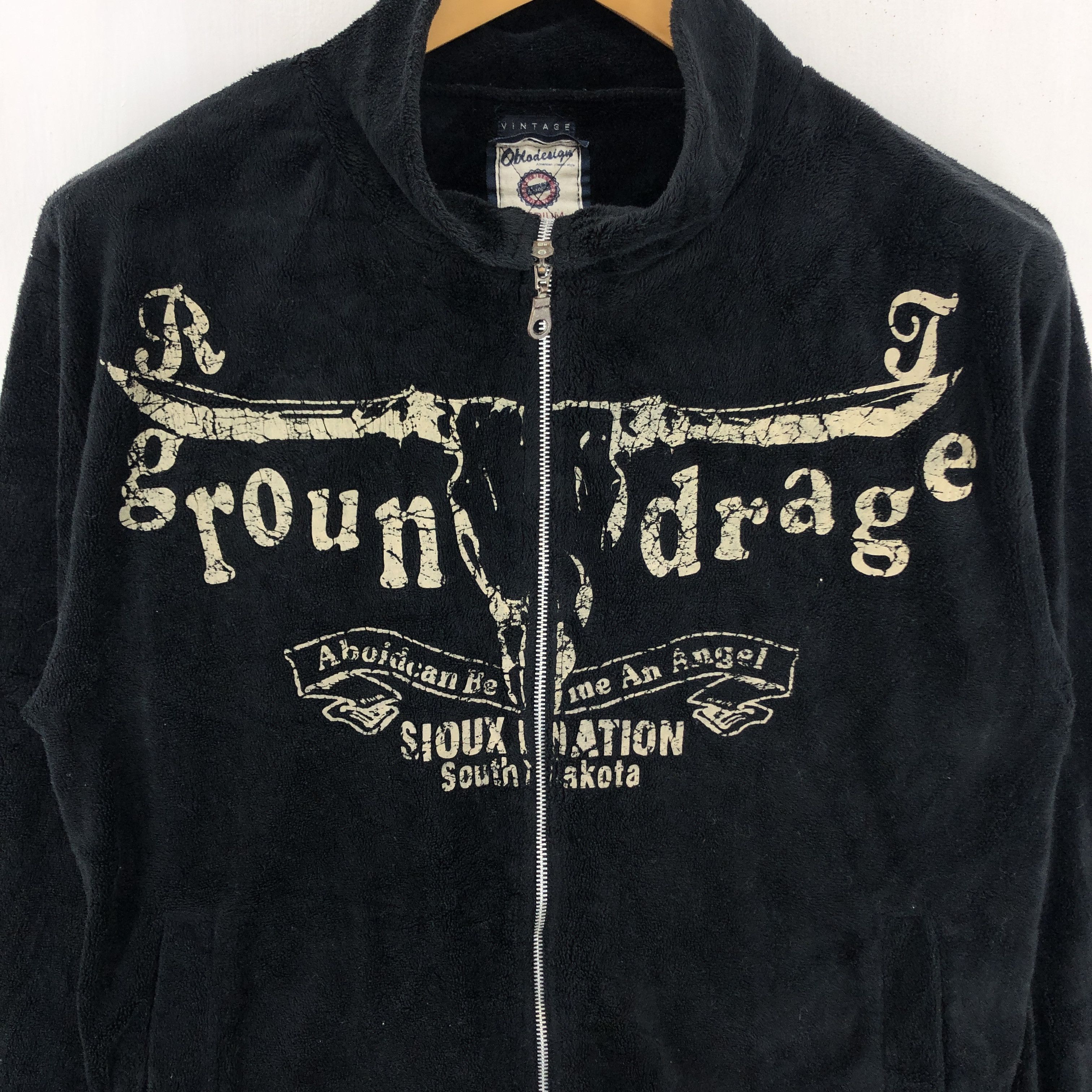 Japanese Brand OBLO DESIGN Black Velvet Zipper Fleece #1722-65 Size US M / EU 48-50 / 2 - 2 Thumbnail