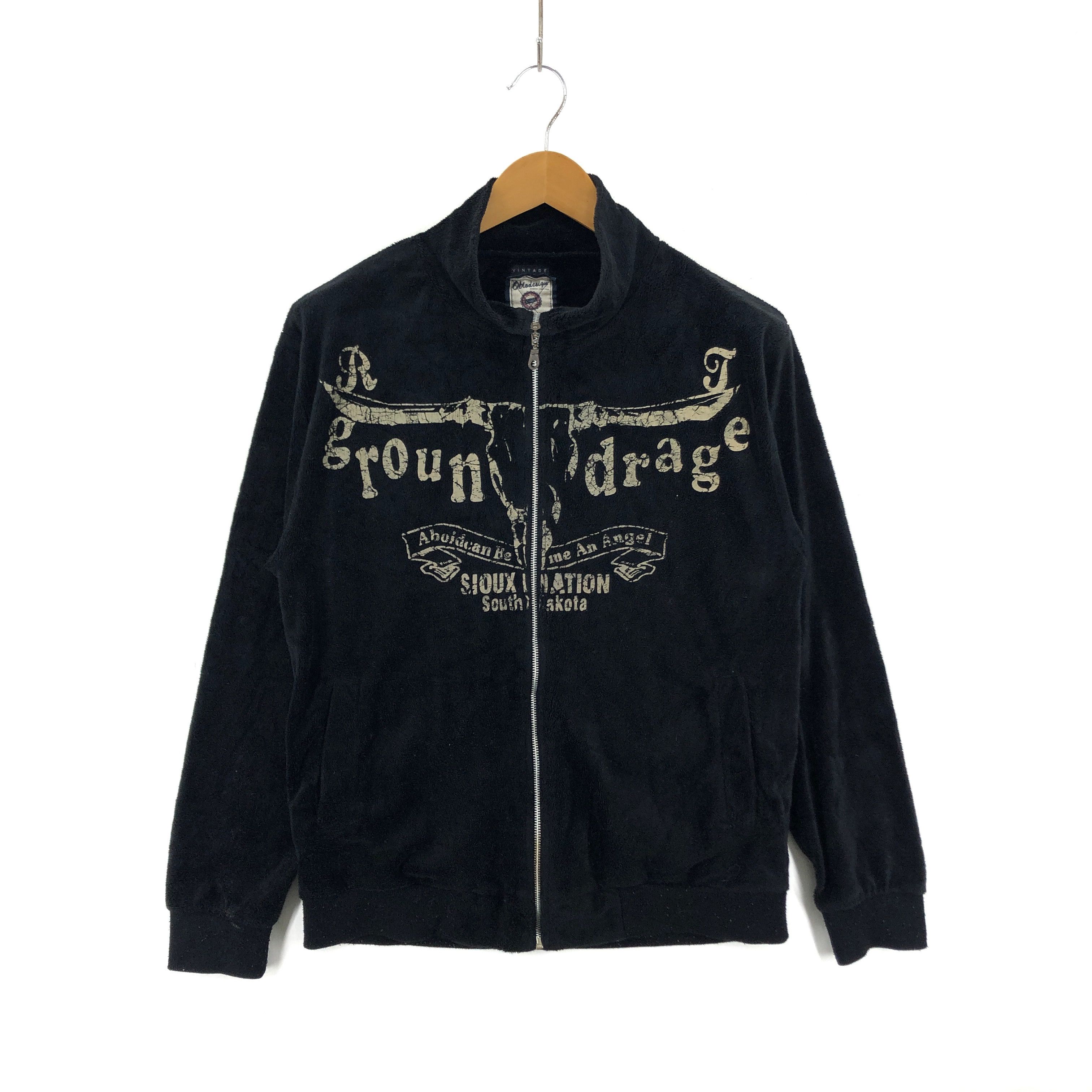 Japanese Brand OBLO DESIGN Black Velvet Zipper Fleece #1722-65 Size US M / EU 48-50 / 2 - 1 Thumbnail
