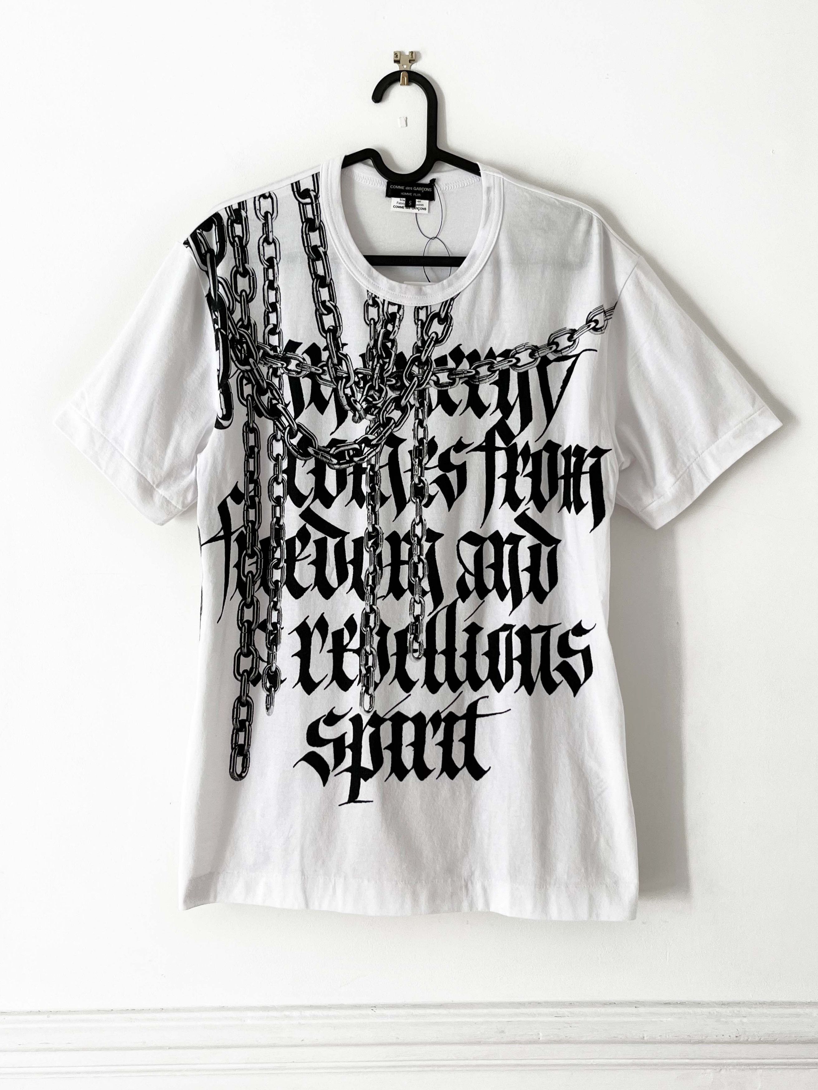 Pre-owned Comme Des Garcons X Comme Des Garcons Homme Plus My Energy Comes From Freedom And A Rebellious Spirit Tshirt In White