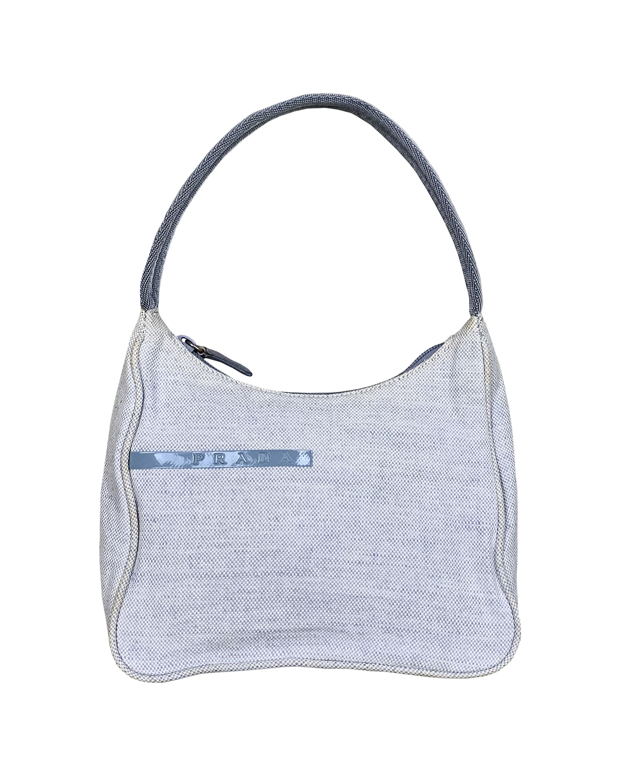 image of Prada 1999 Canvas Purse / Top Handle / Shoulder Bag in Grey, Men's