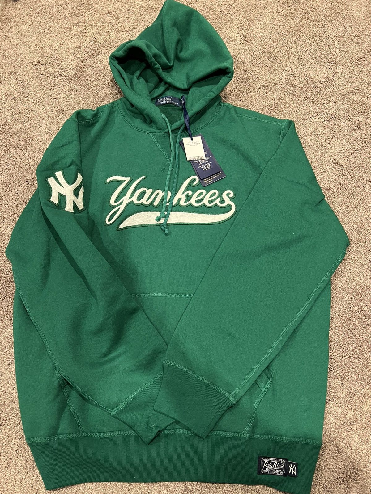 image of Polo Ralph Laurent X Yankees Green Hoodie Xl, Men's