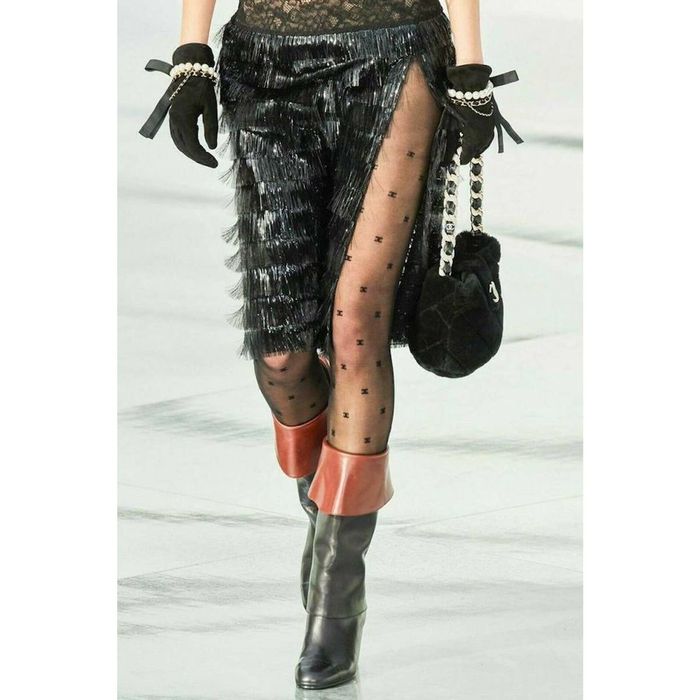 Chanel Chanel REV Runway Black CC Logo Sheer Hoisery Stockings