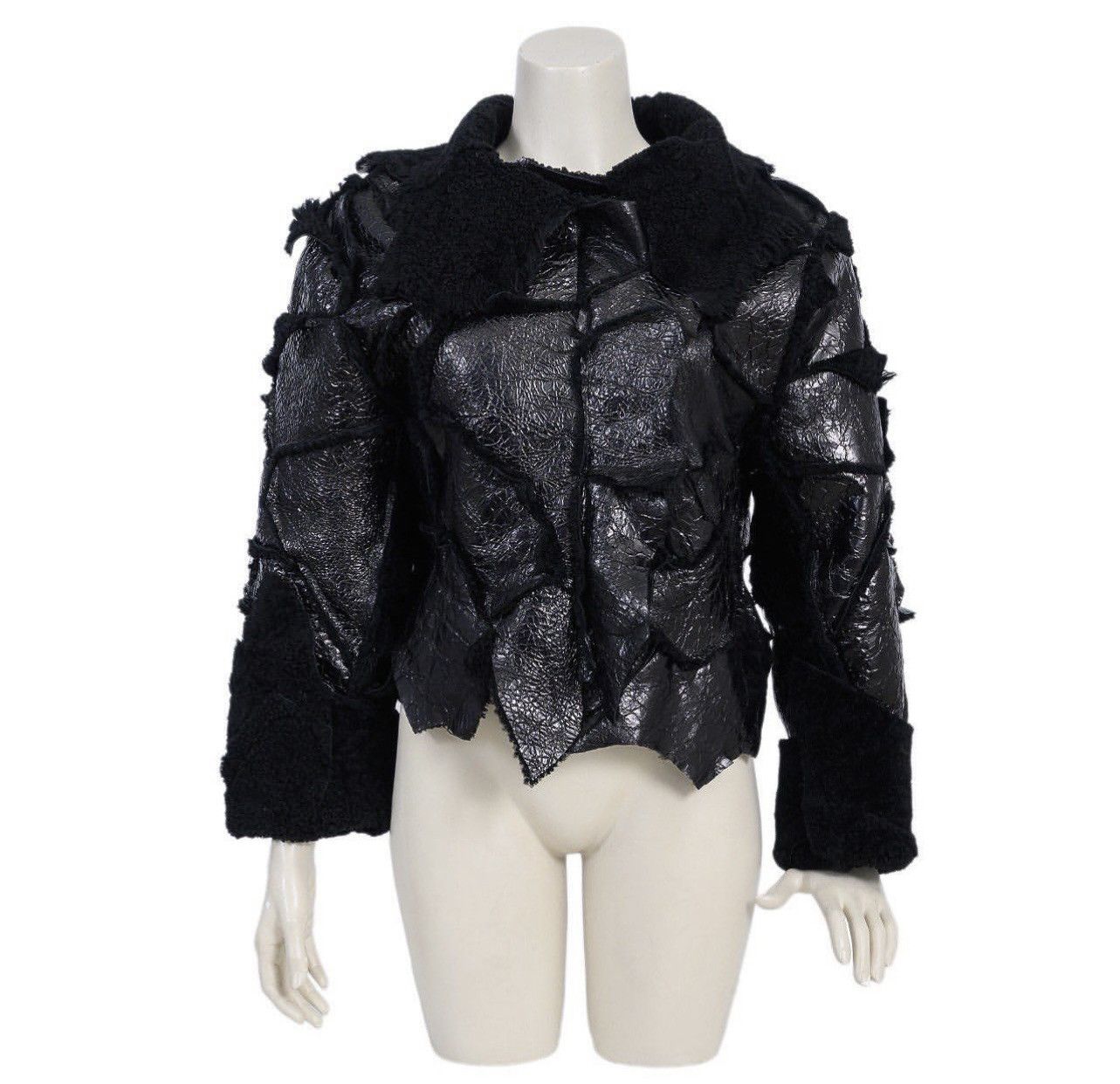 image of 1 Of 1 x Avant Garde Designer Fur Jacket Reconstructed Patchwork Y2K 1Of1 in Black, Women's (Size M