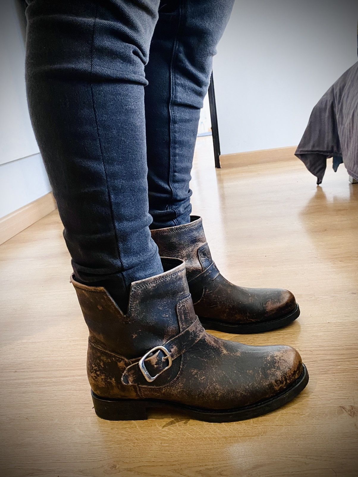 Frye Frye Veronica Bootie black distressed leather Grailed
