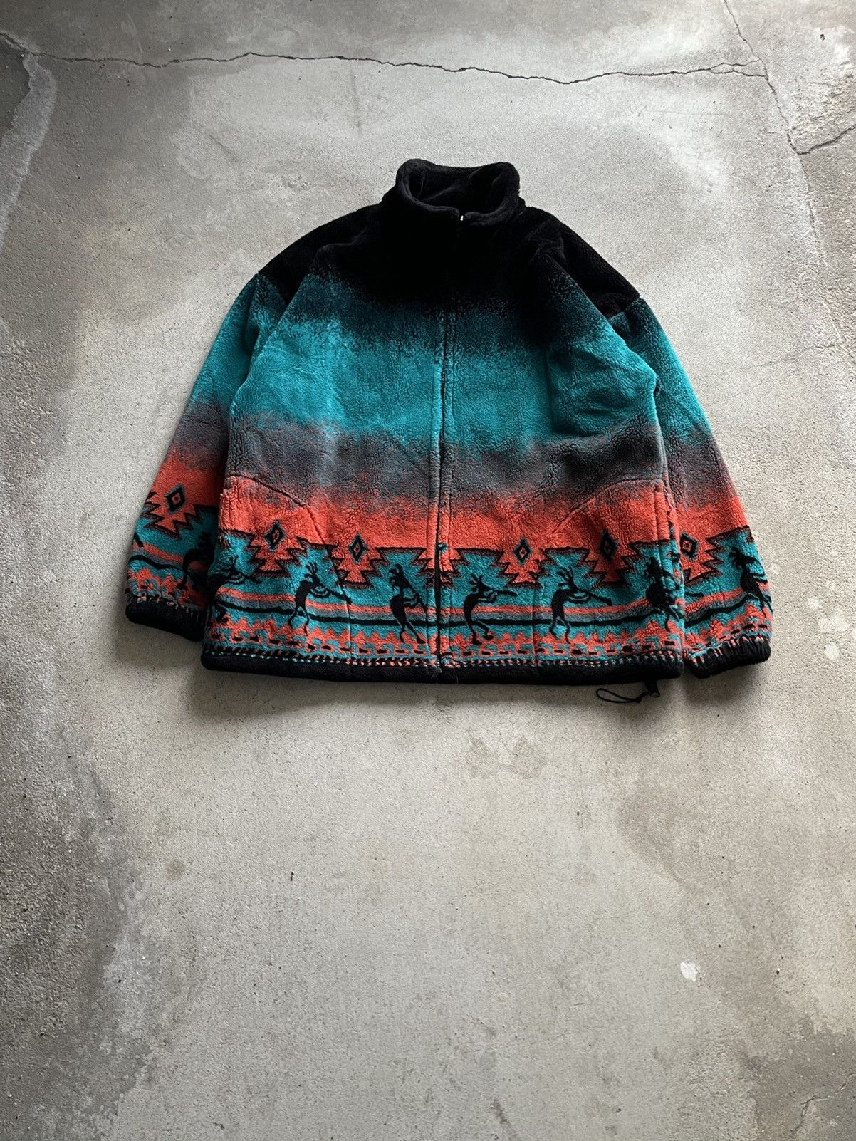 Vintage made in USA southwest pattern zip up fleece jacket