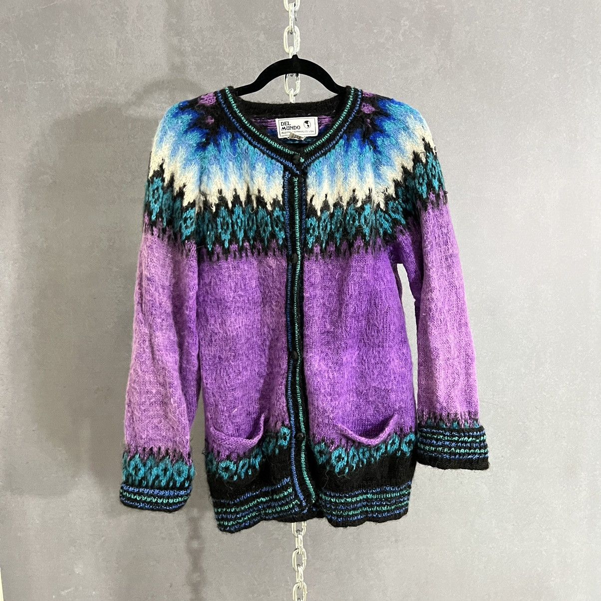 Vintage 70s/80s Bode inspired Norwegian hand knit cardigan