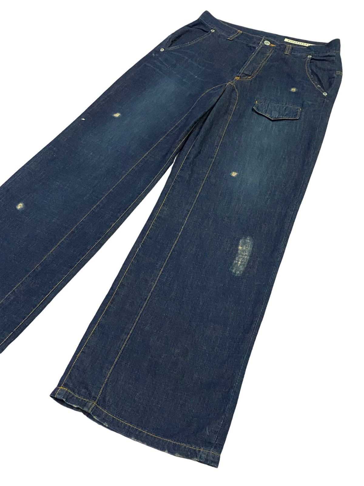 Issey Miyake × Japanese Brand Sunaokuwahara By Issey Miyake Ripped Distressed Soft Denim Size US 31 - 22 Thumbnail