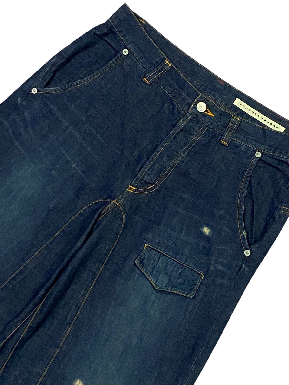 Issey Miyake × Japanese Brand Sunaokuwahara By Issey Miyake Ripped Distressed Soft Denim Size US 31 - 17 Thumbnail