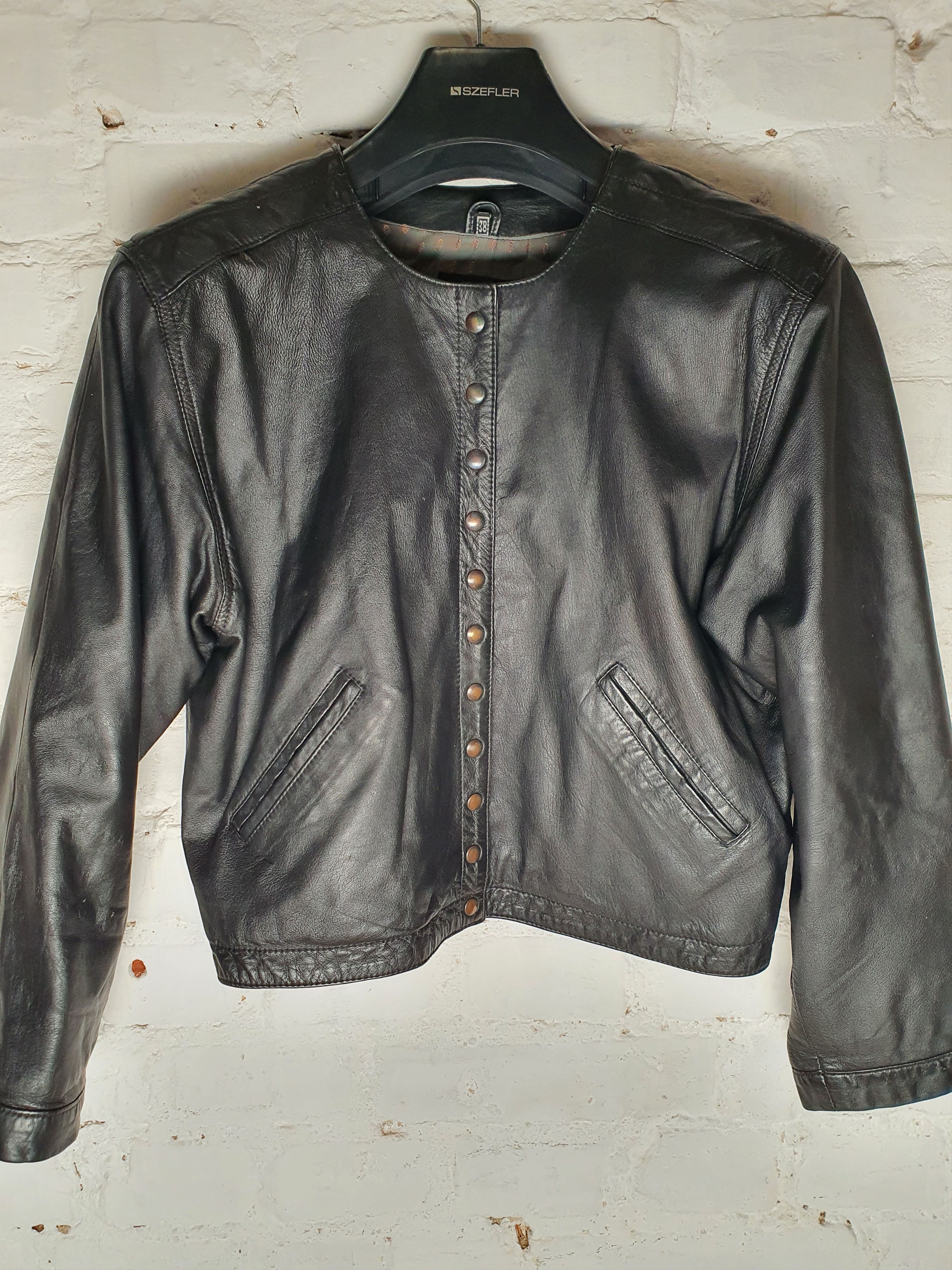 Vintage Vtg Women's Cropped Leather Jacket Size S / US 4 / IT 40 - 1 Thumbnail