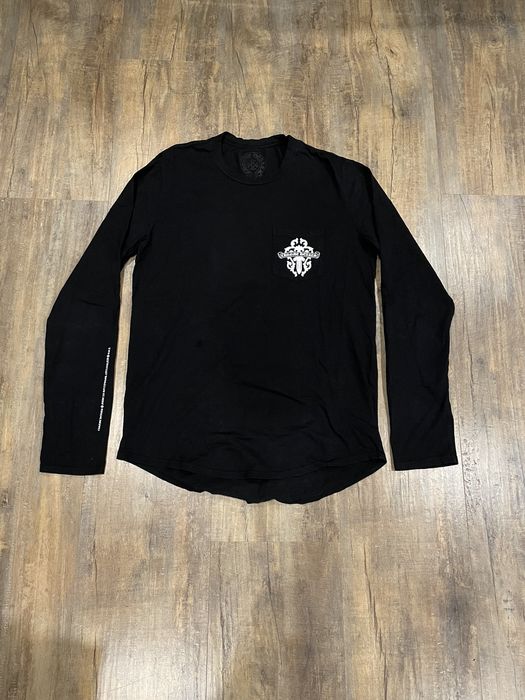 Chrome Hearts RARE Chrome Hearts Vine Dagger Logo Black L/S Pocket Tee ...