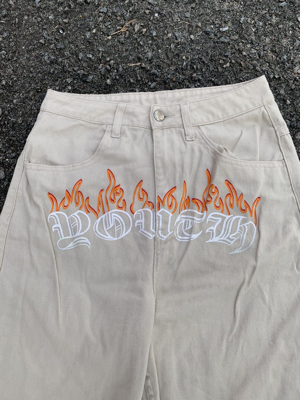 Divided Rare! H&M Divided Youth on Fire Spellout Denim Pants Size US 27 - 2 Thumbnail