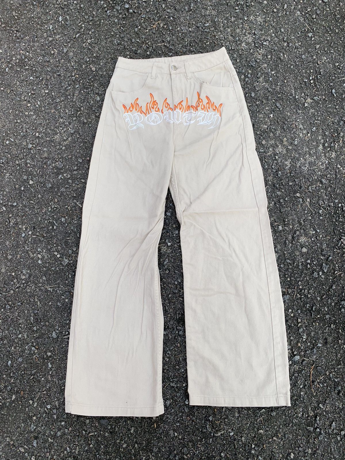 Divided Rare! H&M Divided Youth on Fire Spellout Denim Pants Size US 27 - 1 Thumbnail