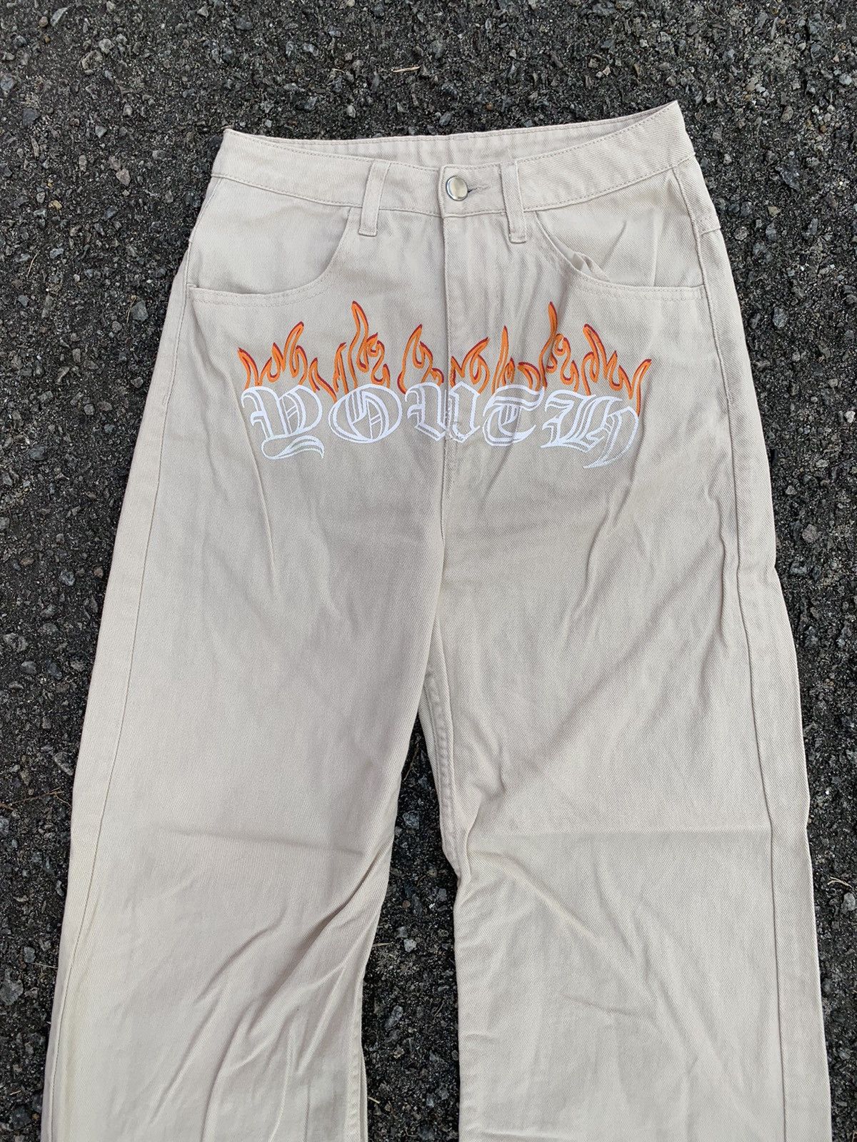 Divided Rare! H&M Divided Youth on Fire Spellout Denim Pants Size US 27 - 3 Thumbnail