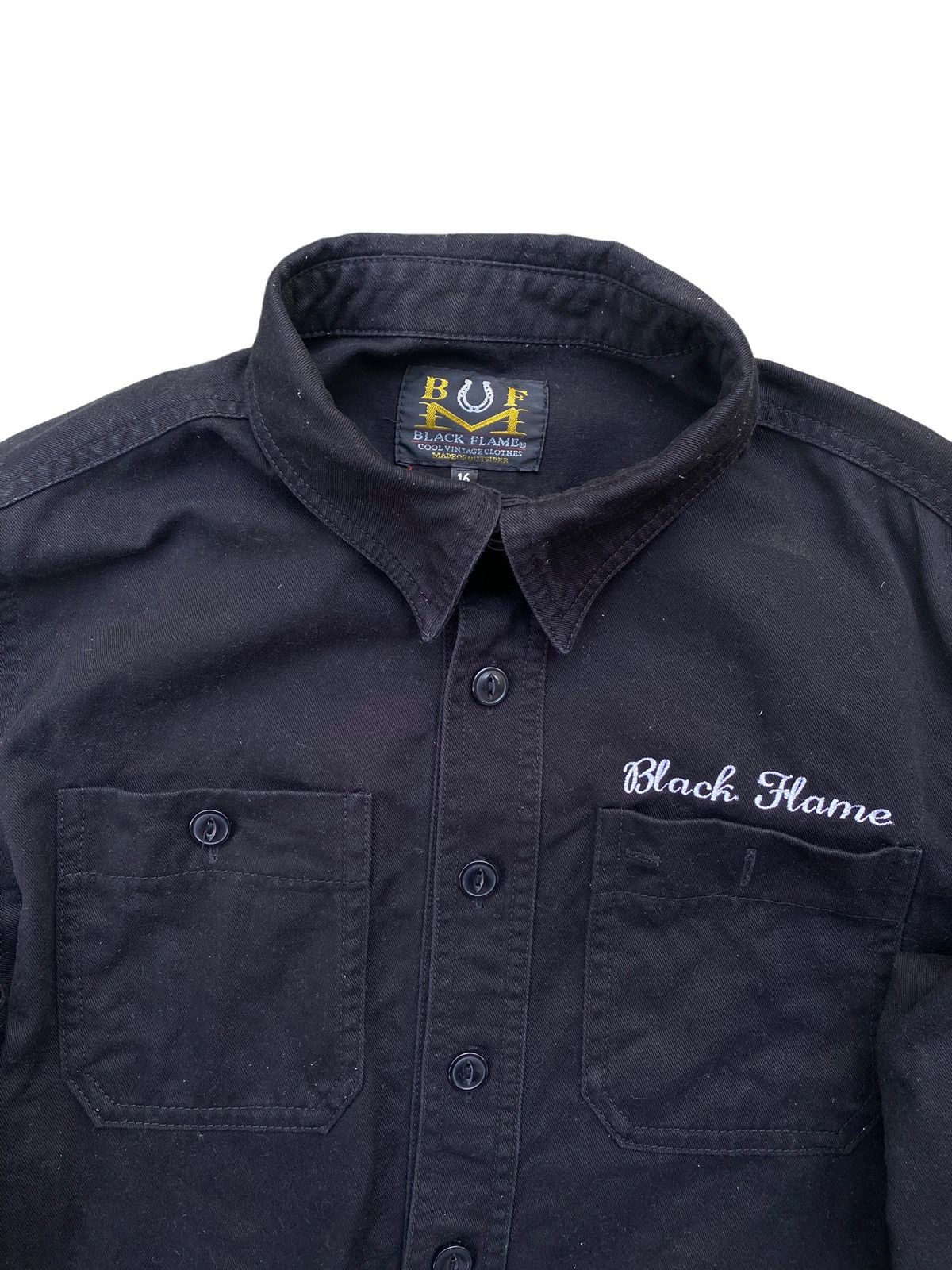 Black Label × Carpe Diem Vintage Black Flame Value Of Prayer Shirt. #A6 Size US S / EU 44-46 / 1 - 3 Thumbnail