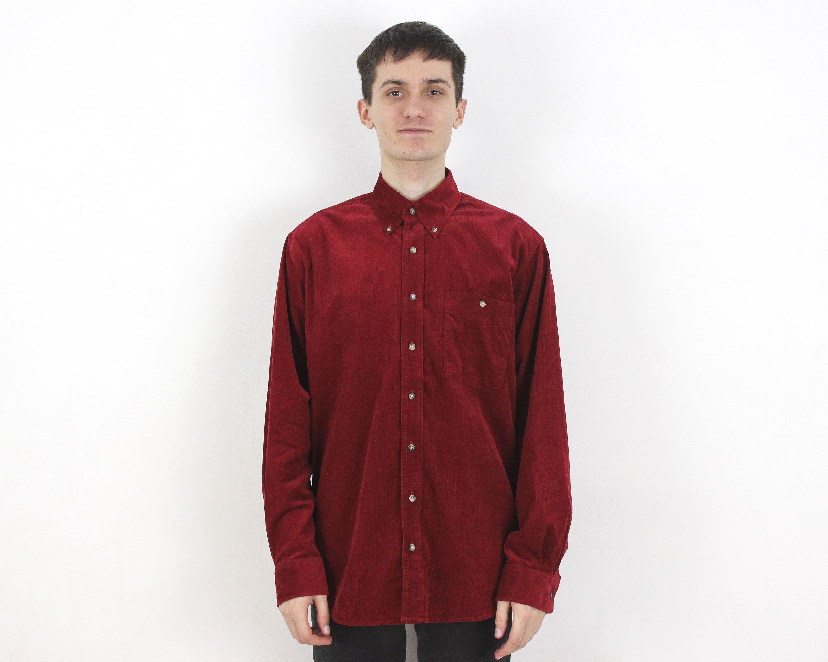 Other × Vintage Shirt Corduroy Soft Cotton Cord Long Sleeve Button Up Size US M / EU 48-50 / 2 - 2 Thumbnail